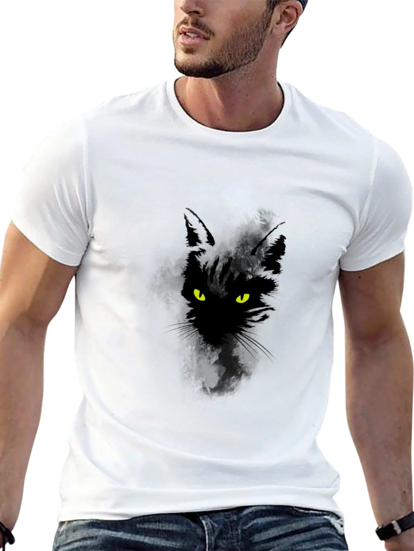 Black Cat Graphic T-Shirt - Mens Casual Tee