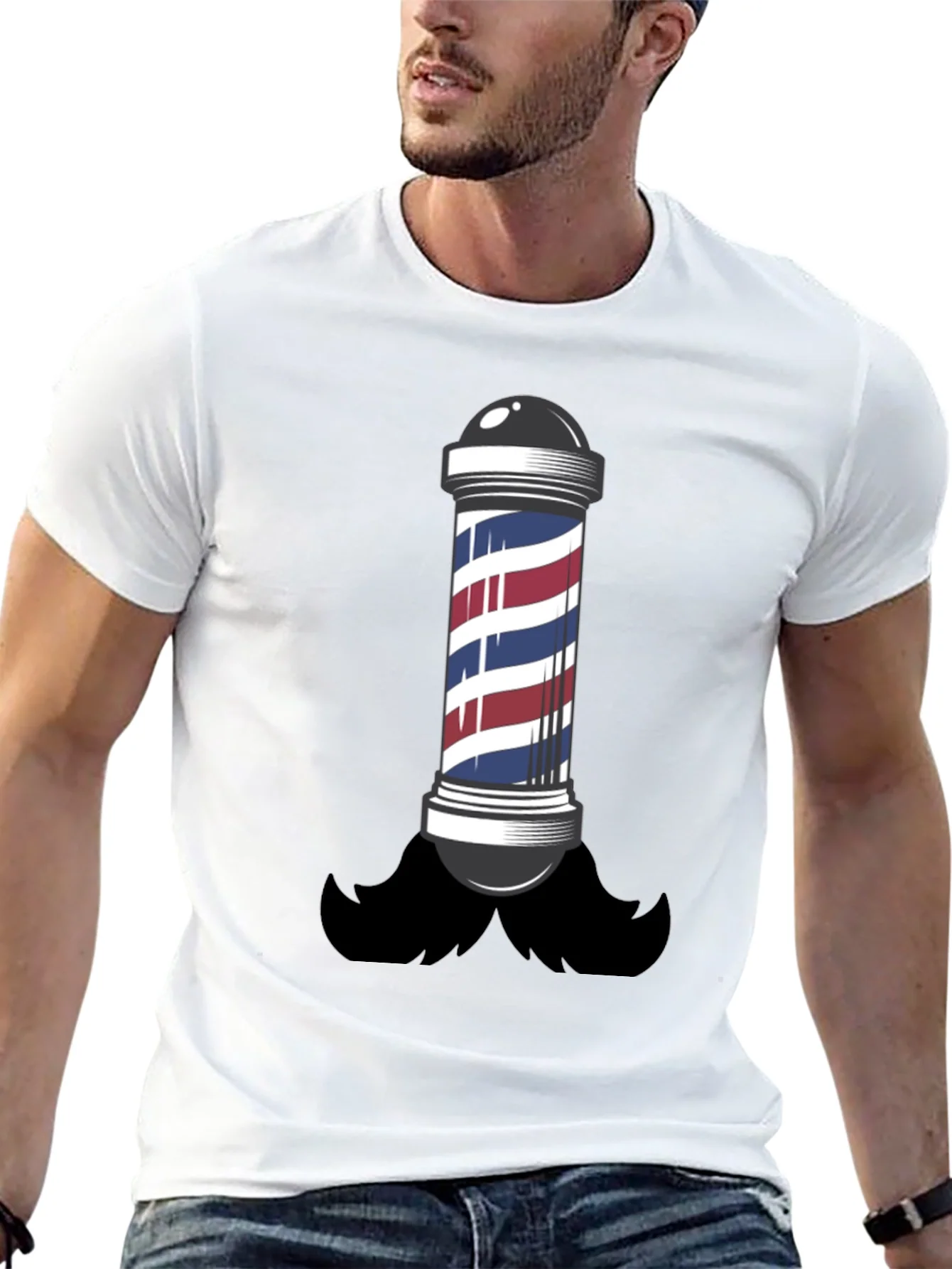 Barber Pole Mustache T-Shirt