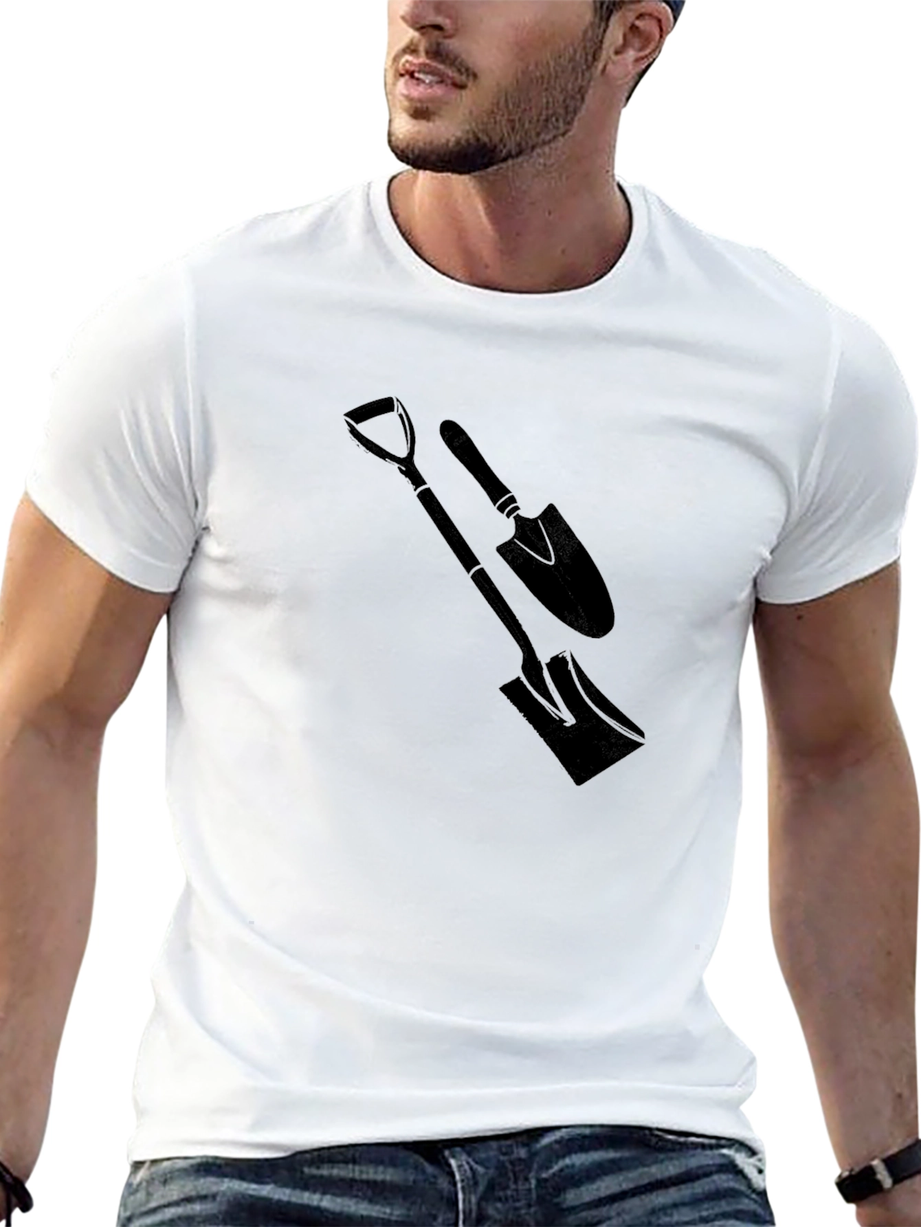 Mens Black T-Shirt with Spade Graphic