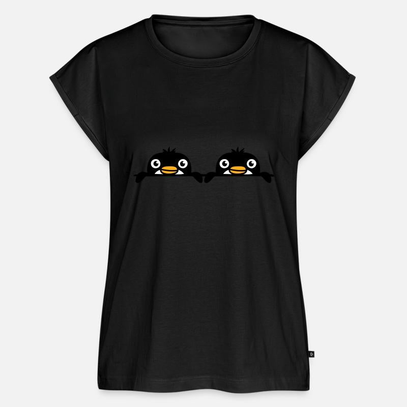 2 Penguins Two Friends Look Out From Behind a Wall