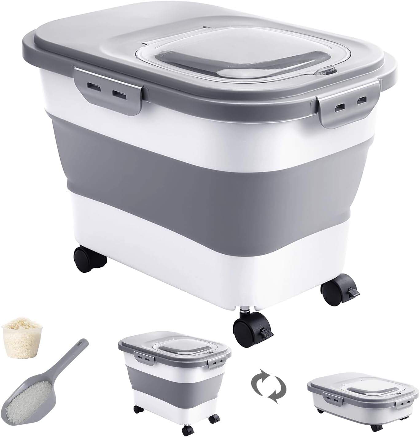 20-30 Lbs Rice Storage Container,Collapsible Food - Premium Quality