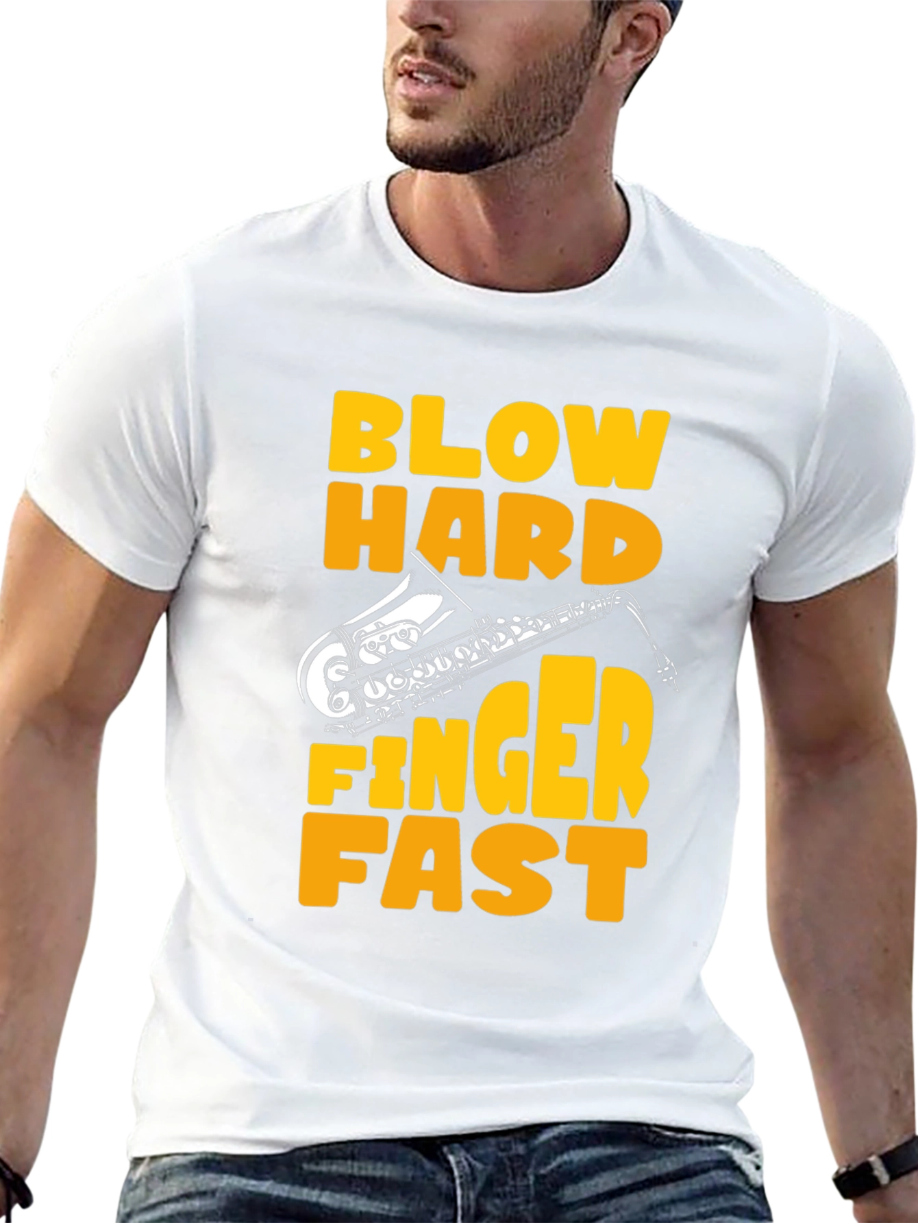 Blow Hard Finger Fast Saxophone Graphic Tee