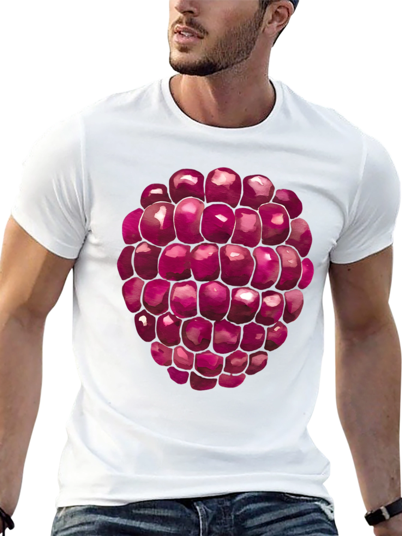 Raspberry Graphic Tee - Black Cotton T-Shirt