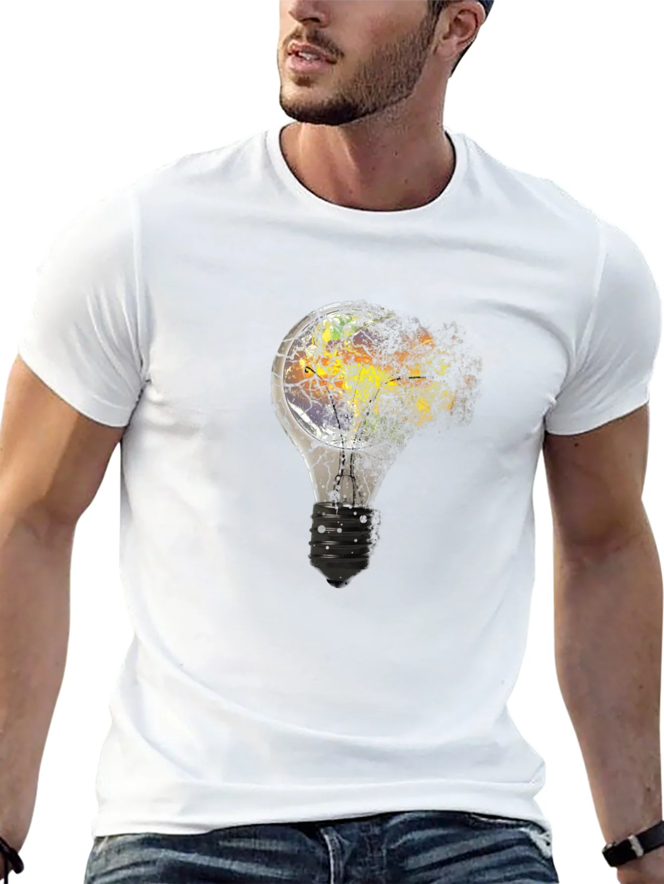 Shattered Light Bulb Graphic T-Shirt