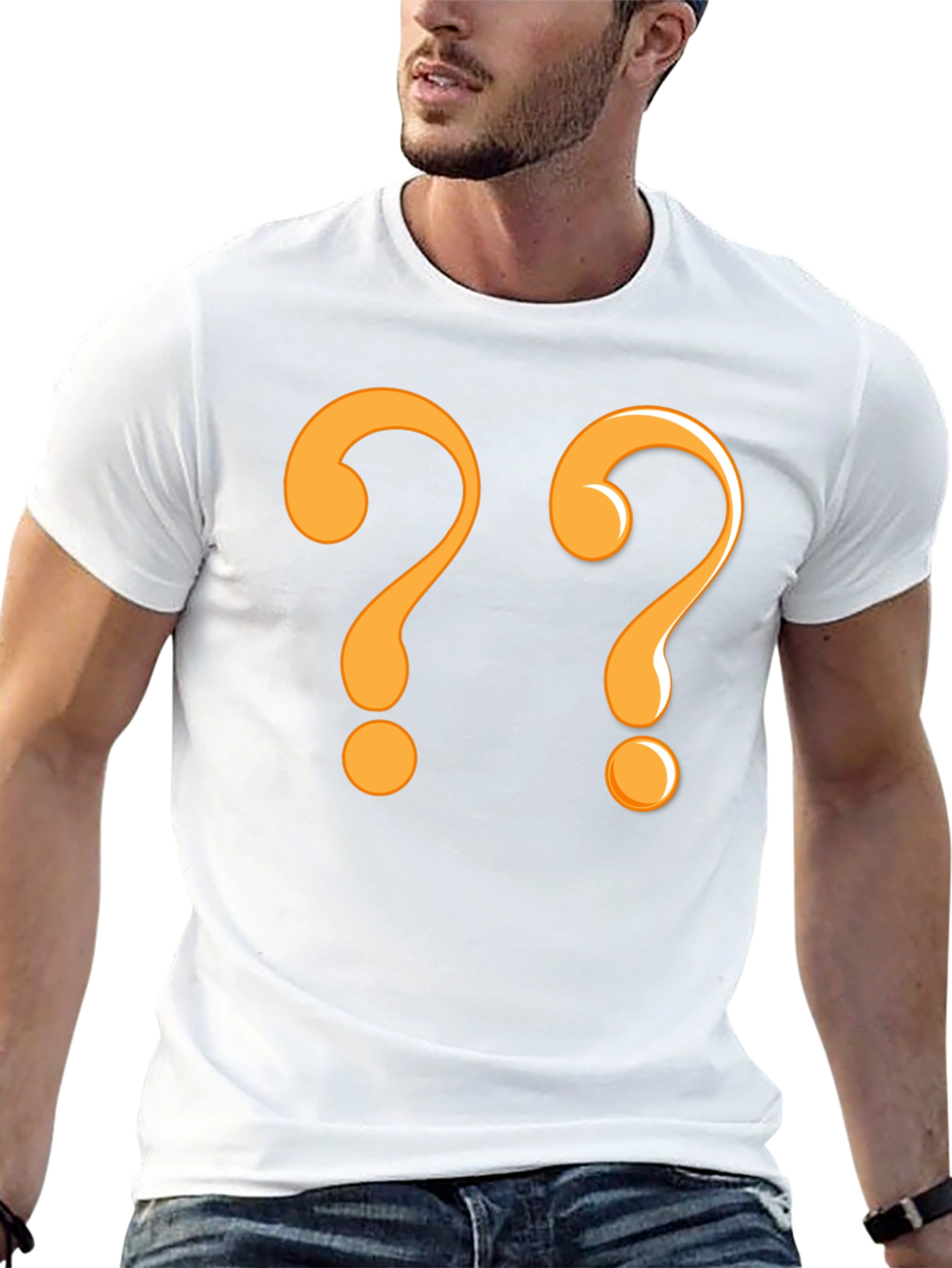 Question Mark Graphic Tee - Black Cotton Casual Shirt