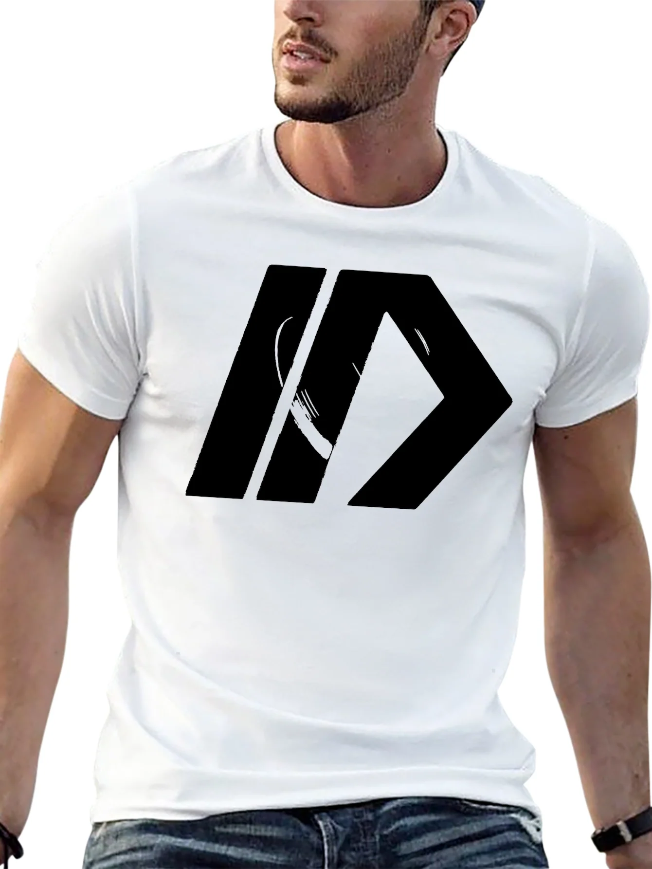 Mens Black Graphic Tee - Modern Design