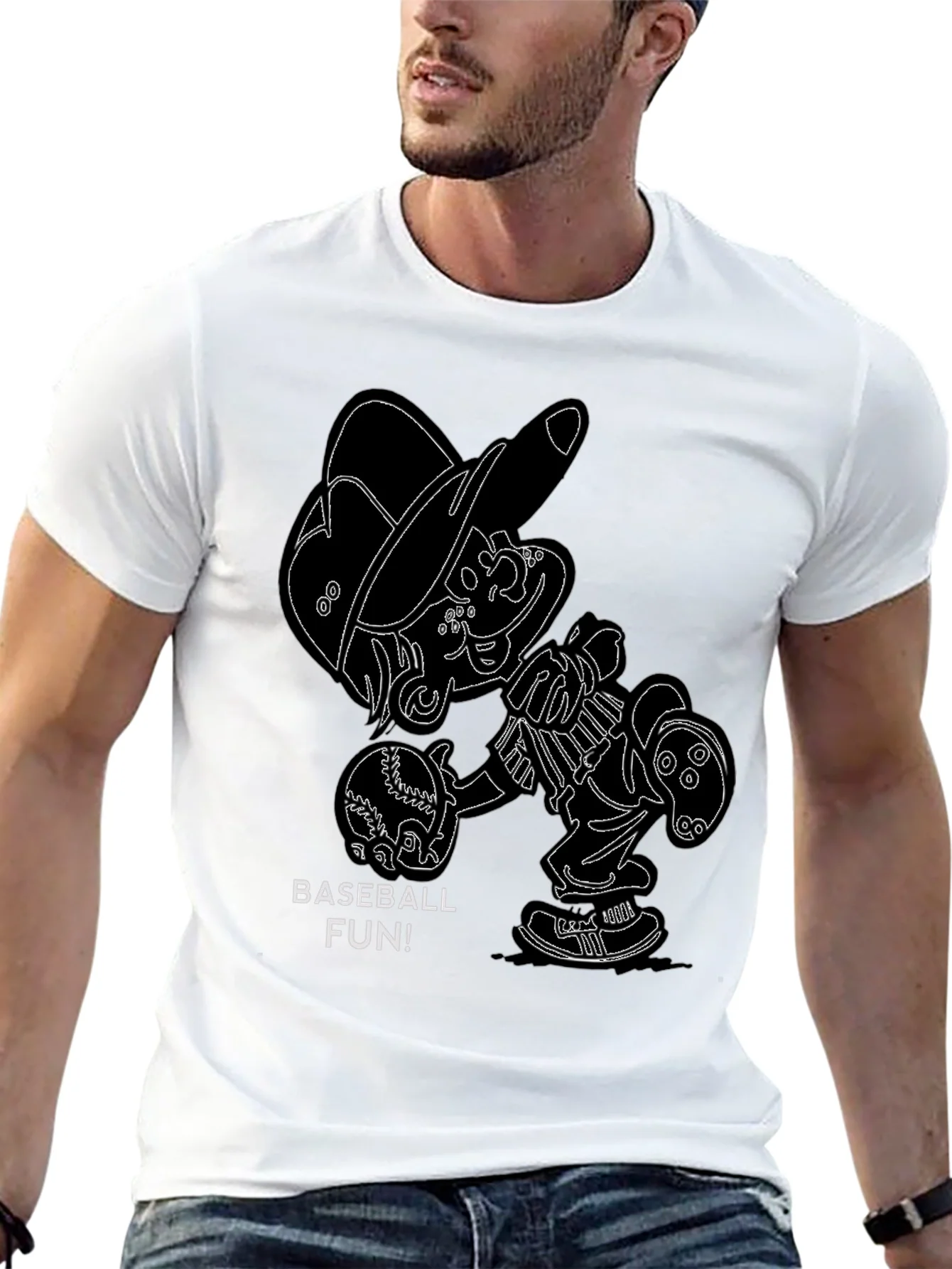 Baseball Fun Cartoon Graphic T-Shirt