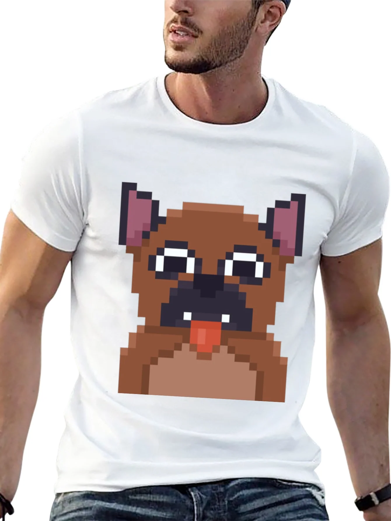 Pixel Dog T-Shirt - Black Cotton Graphic Tee