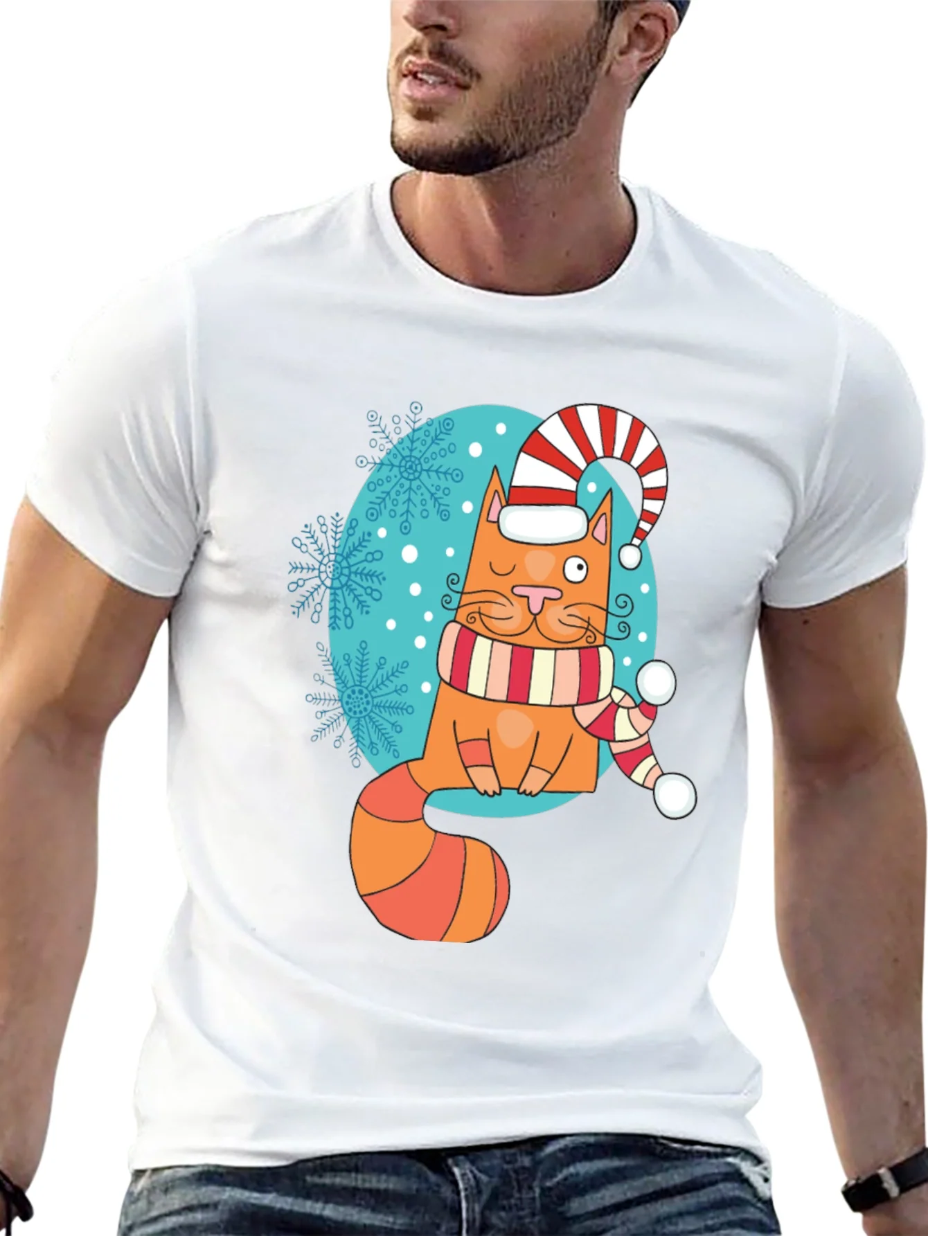 Festive Cat T-Shirt - Holiday Cheer