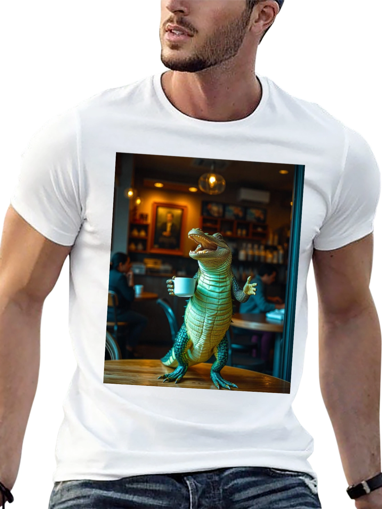 Alligator Drinking Coffee T-Shirt