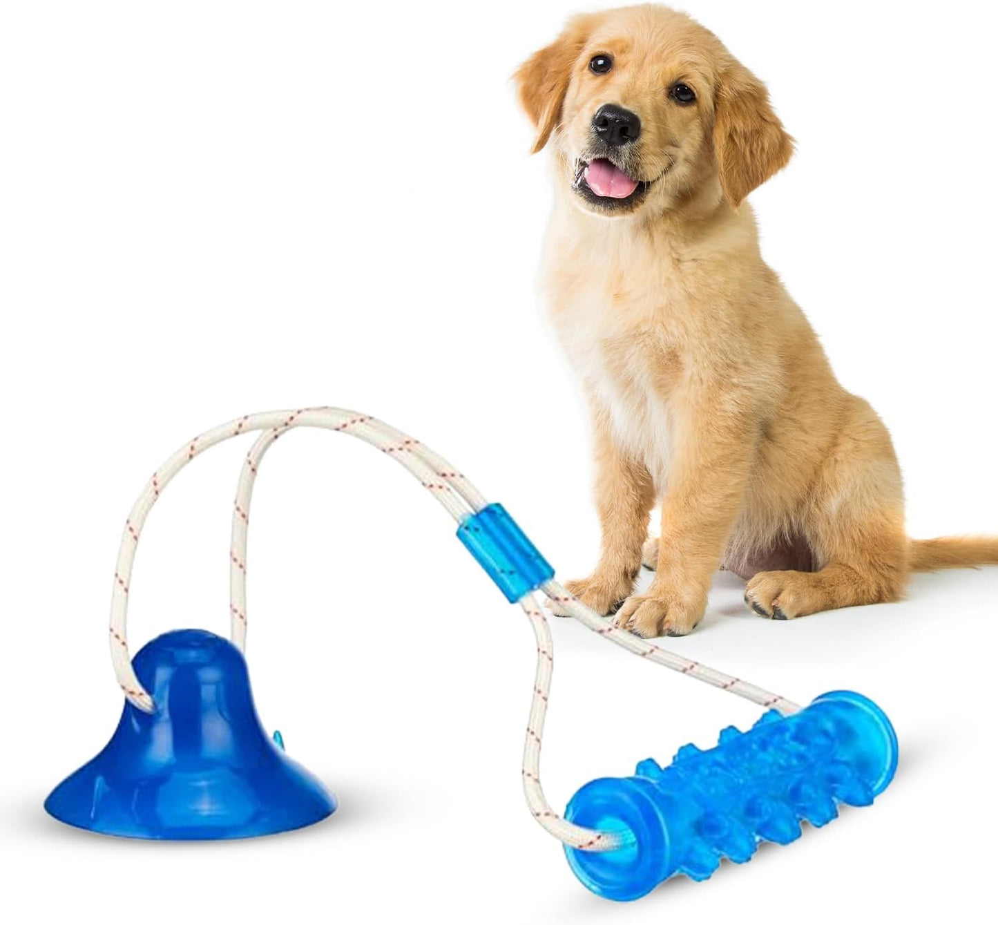Tug of War Interactive Dog Toy | Blue | Suction Cup | Chew Grip with Rope | Stimulating & Interactive Ball for Teeth Cleaning (T739)