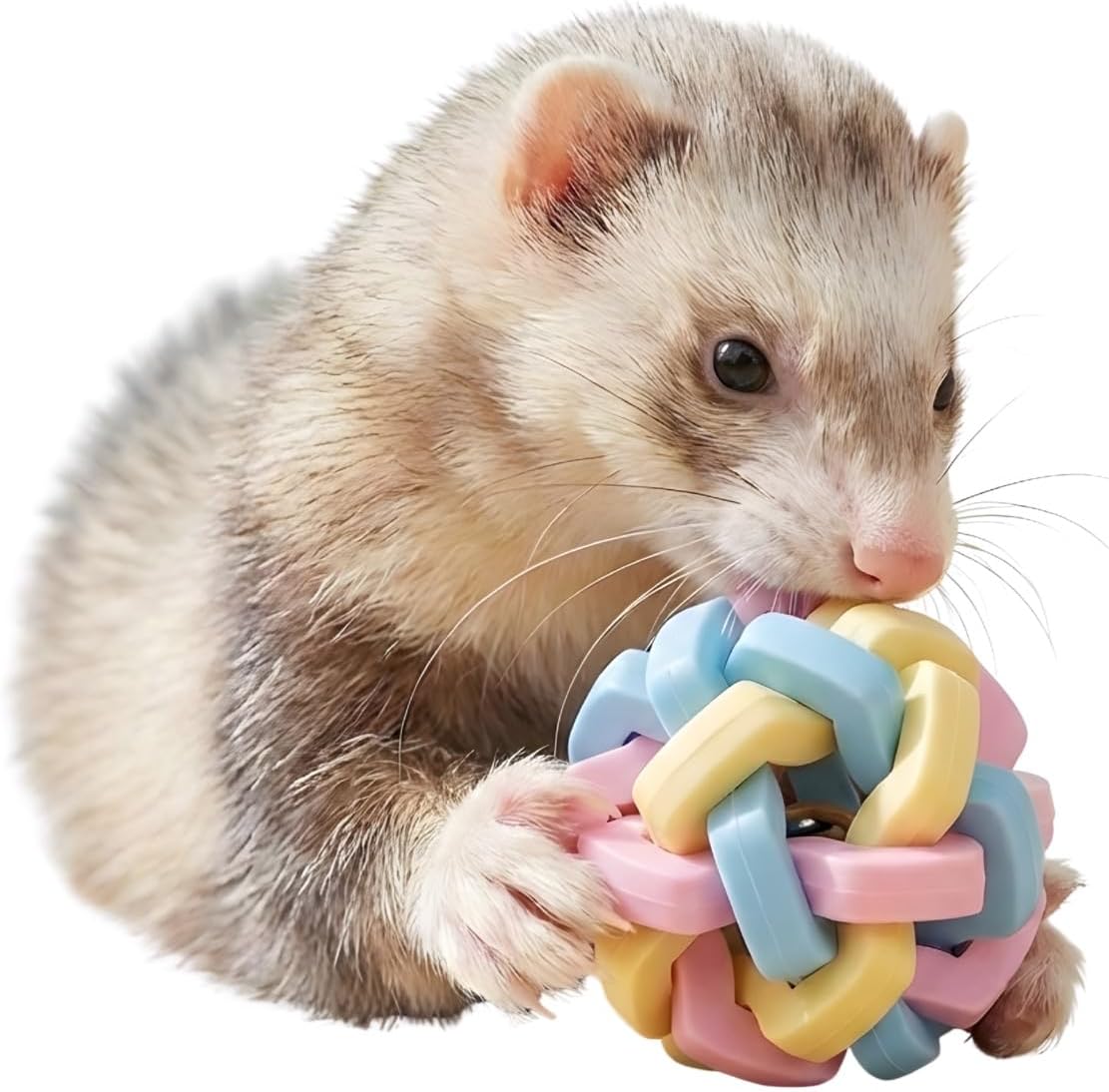 Ferret Toy, Ball, Small Animals, With Bell, Diameter 2.6 inches (6.5 cm), Rubber Cat (Pastel Mix)
