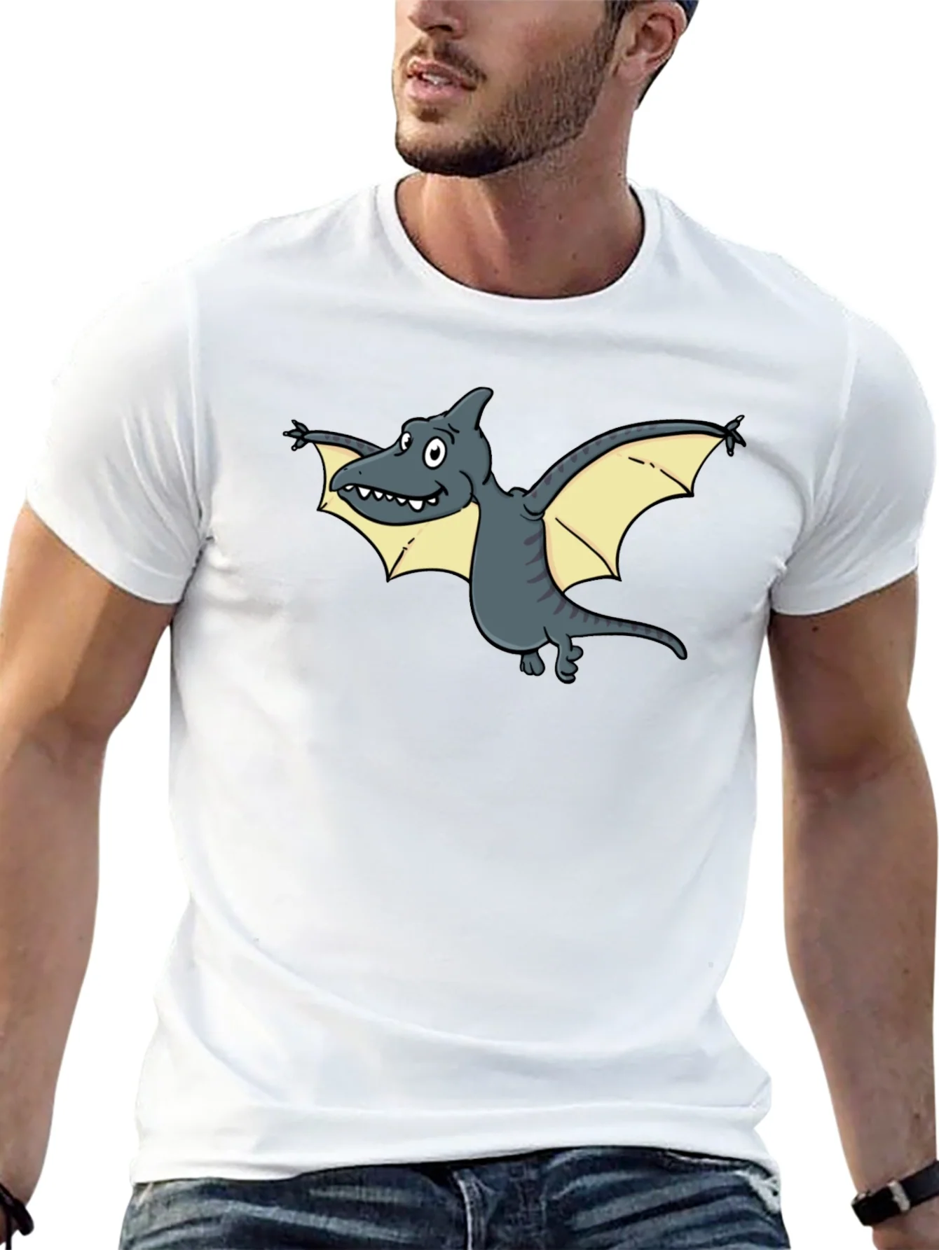 Cartoon Pterodactyl Graphic Tee - Unique Dinosaur T-Shirt
