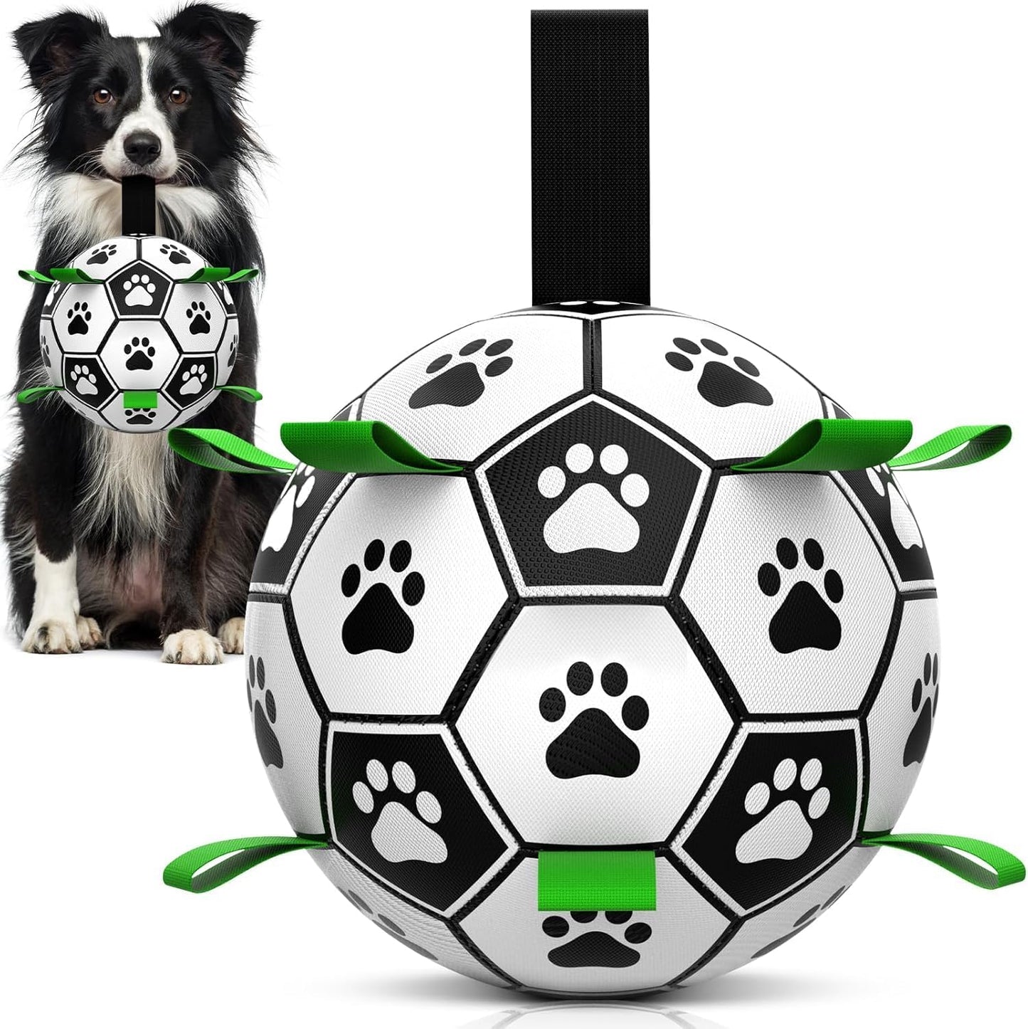 Dog Balls, Dog Football Toys with Webbing, Interactive Dog Ball Toys for Touring, Durable High Bounce Floating Dog Toy Balls for Dog Birthday Gifts Indoor & Outdoor Medium (6 Inch)