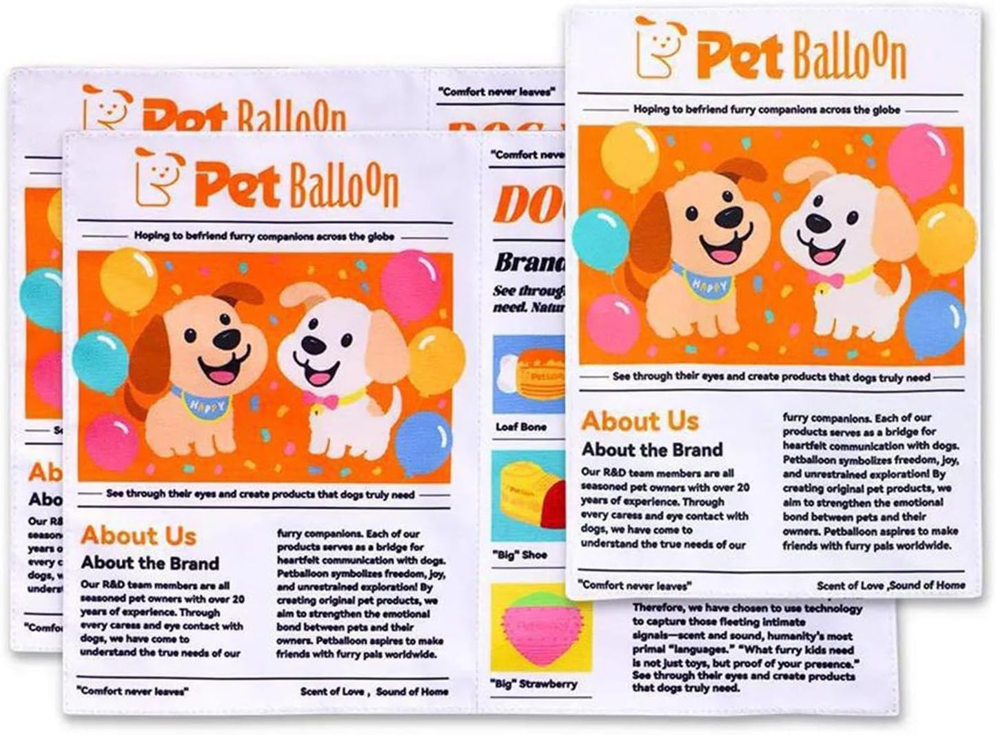 Interactive Newspaper Dog Toy, Tear Resistant Crinkle Plush Toy, Squeaky & Washable Balloon Shaped Pet Chew Toy for Small Medium Dogs