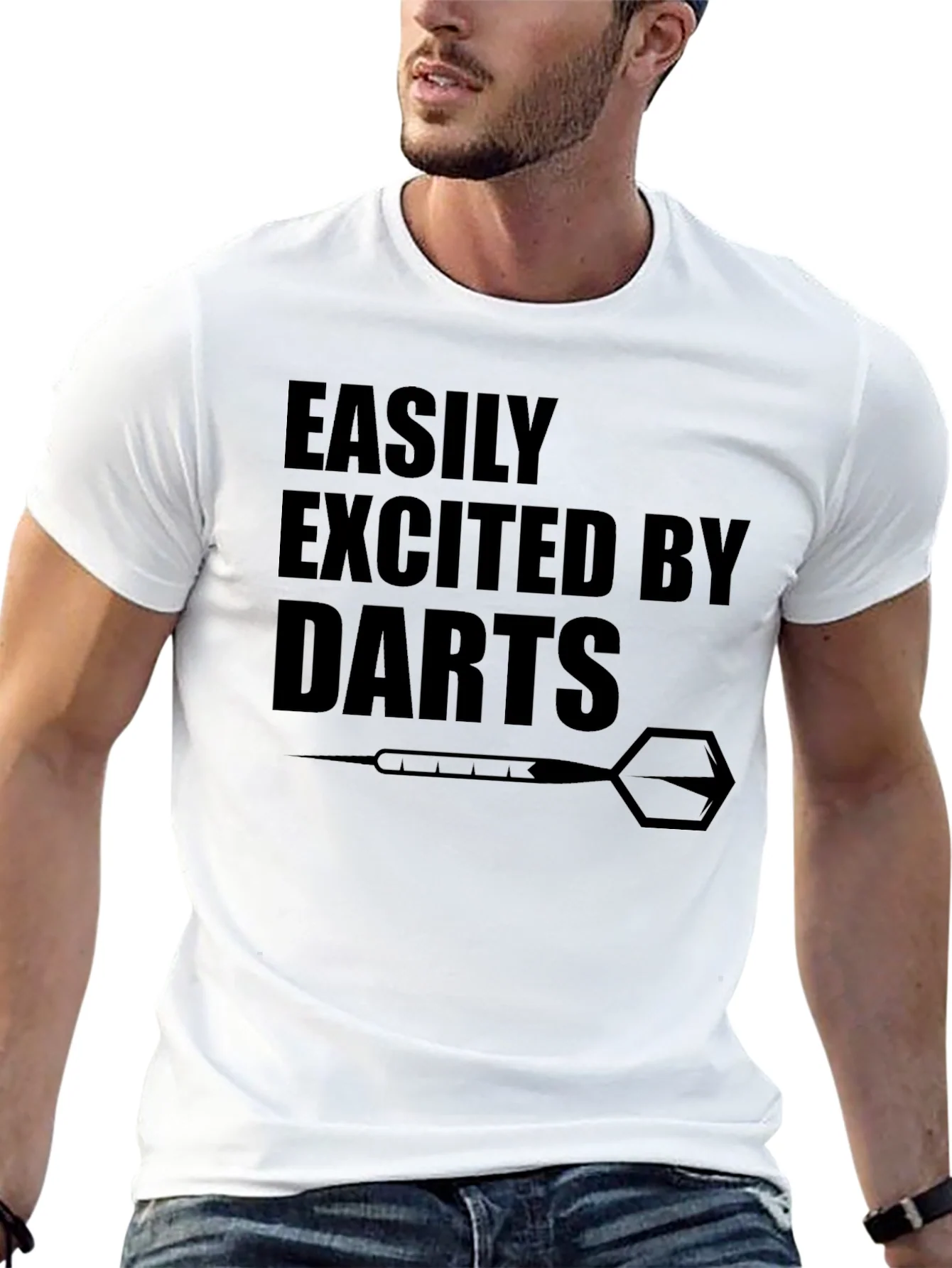 Easily Excited By Darts Black Graphic T-Shirt
