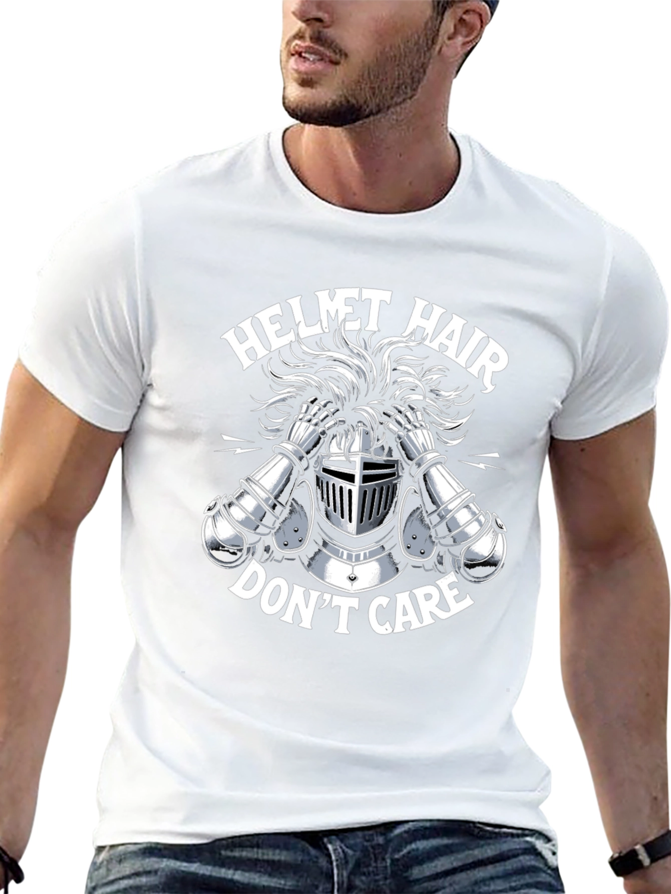 Helmet Hair Dont Care Graphic Tee - Black