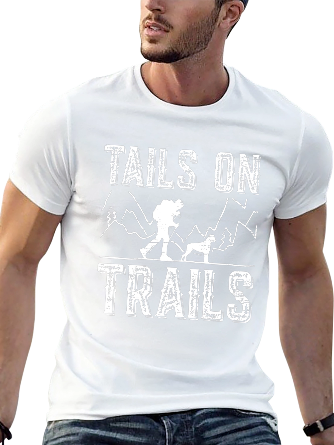 Tails On Trails Graphic T-Shirt - Hiking with Dog