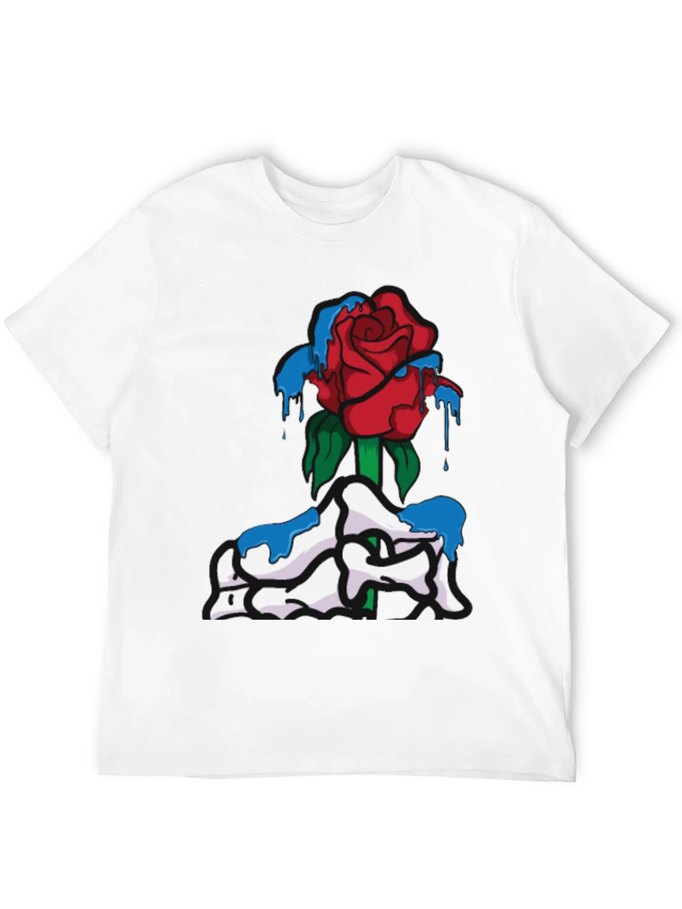 Rose & Dripping Paint Graphic Tee - Black