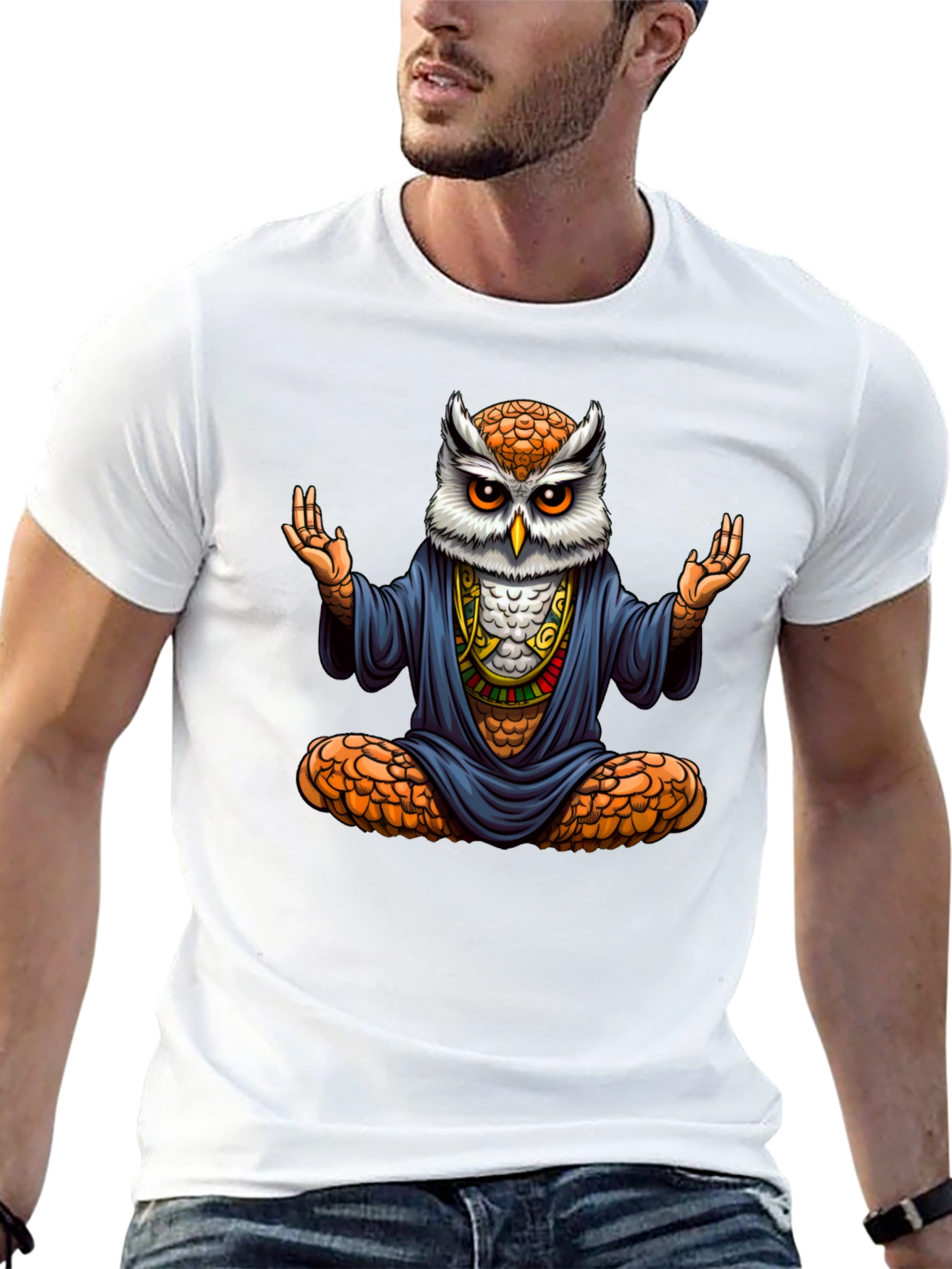 Zen Owl T-Shirt - Meditating Bird Tee