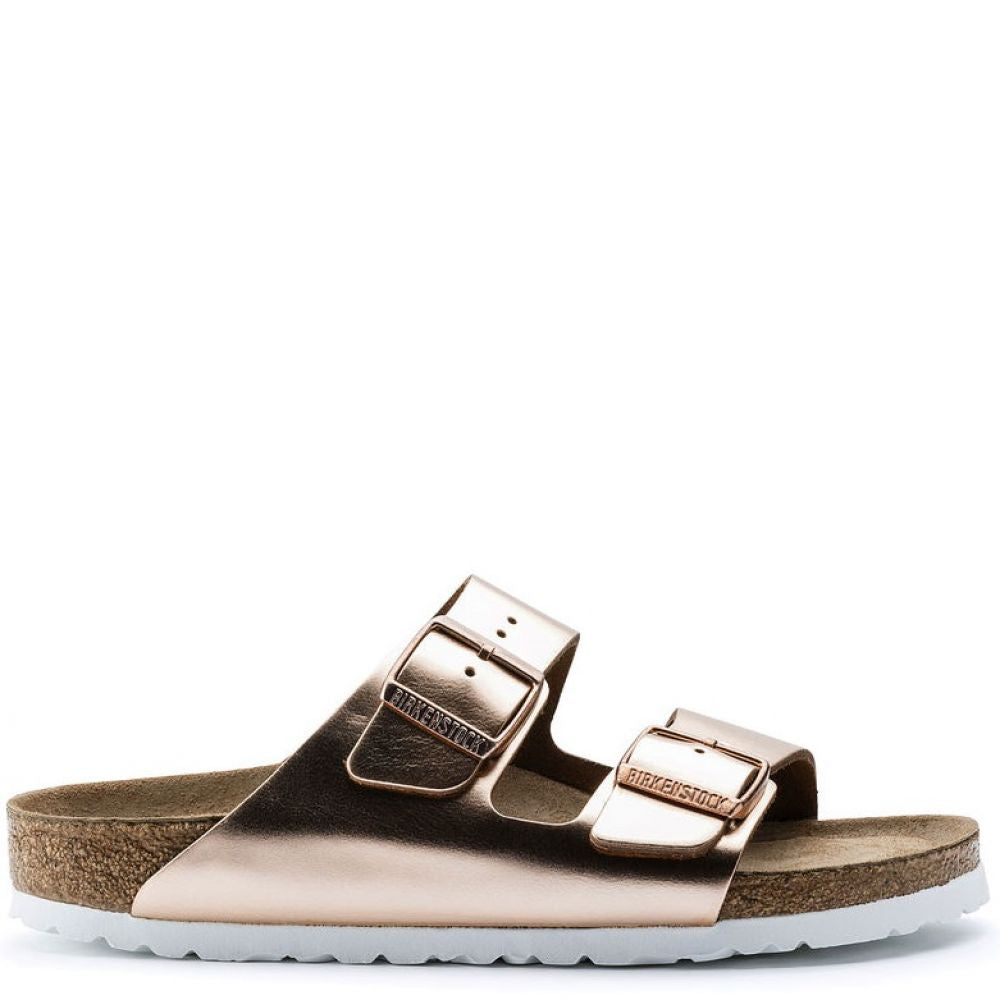 Birkenstock Women's Arizona Softbed Leather in Metallic Copper