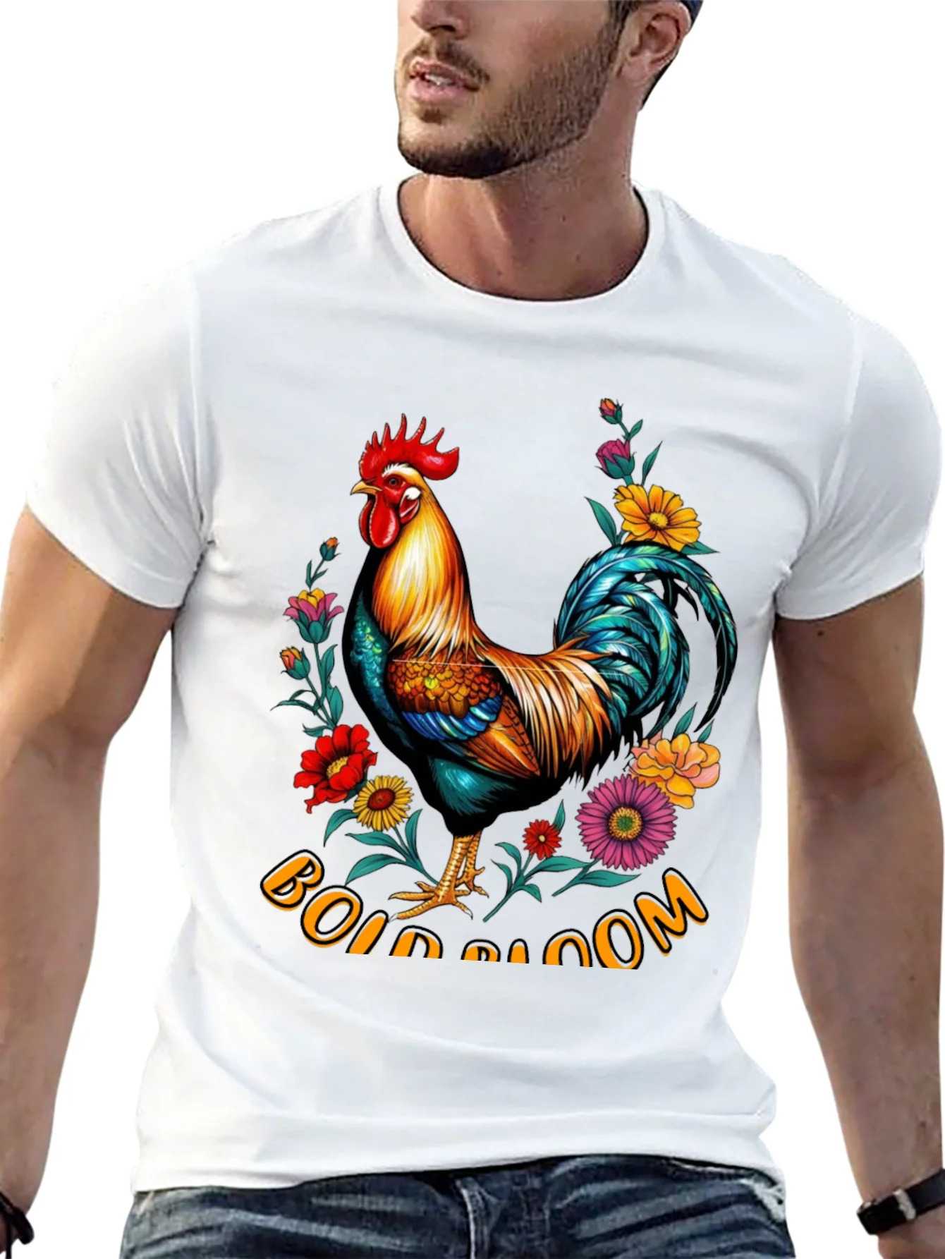 Floral Rooster Graphic Tee