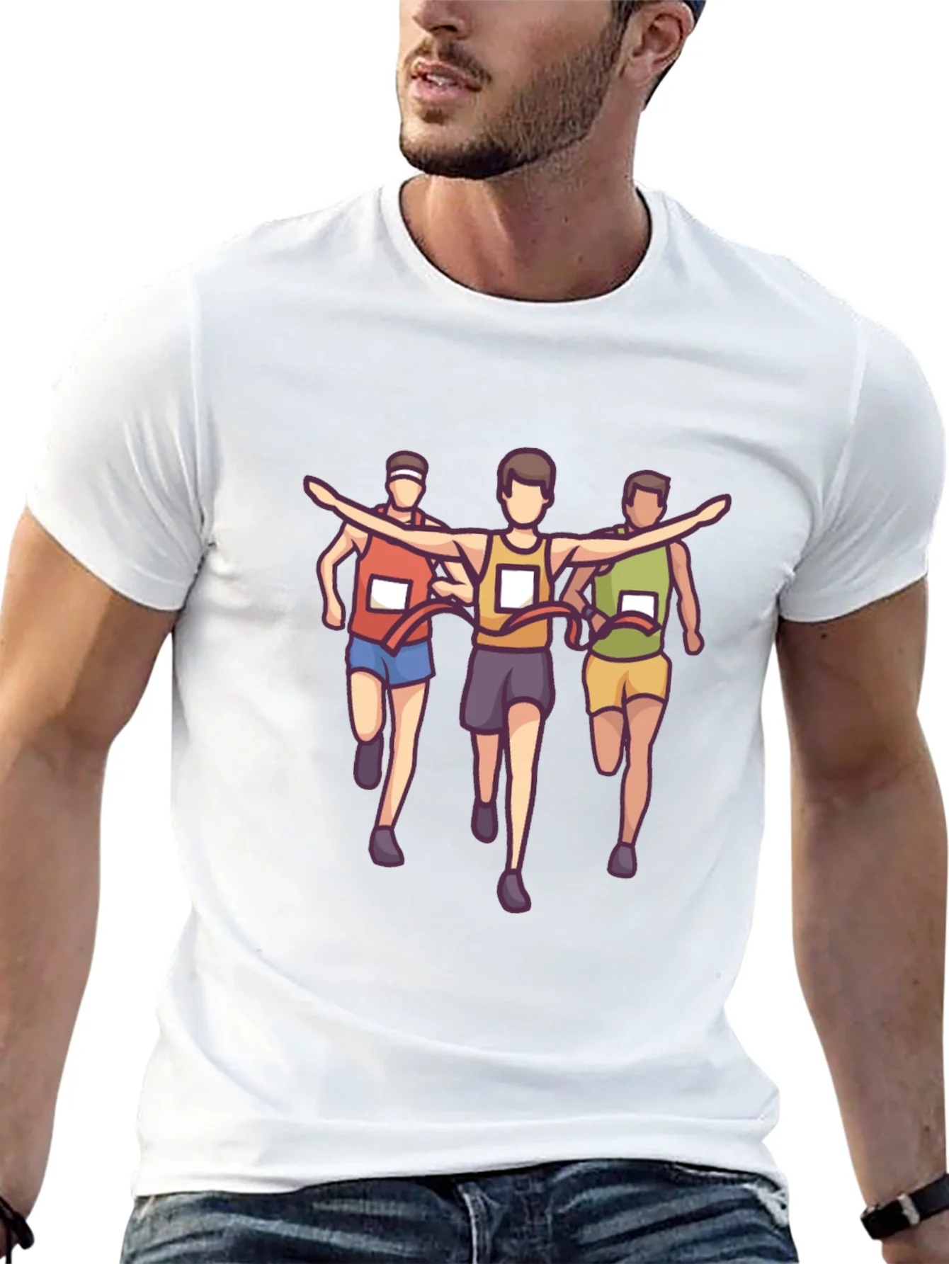 Cartoon Runner Graphic Tee - Black Short Sleeve