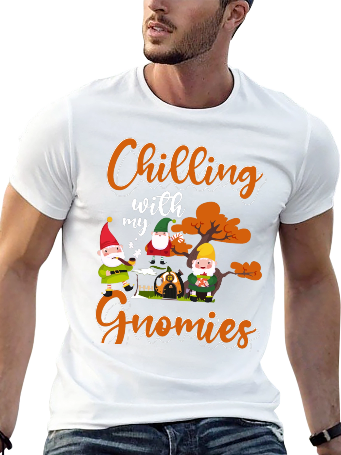 Chilling with my Gnomies Black T-Shirt