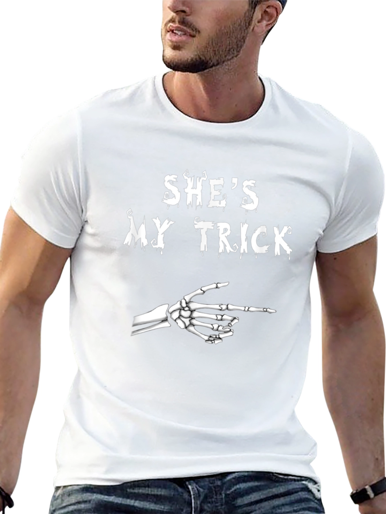 Shes My Trick Skeleton Hand Halloween T-Shirt