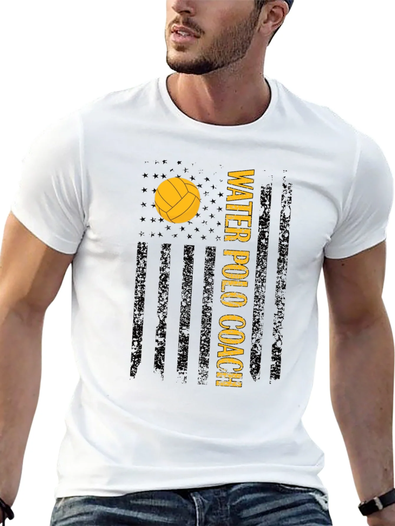 Water Polo Coach USA Flag Graphic Tee