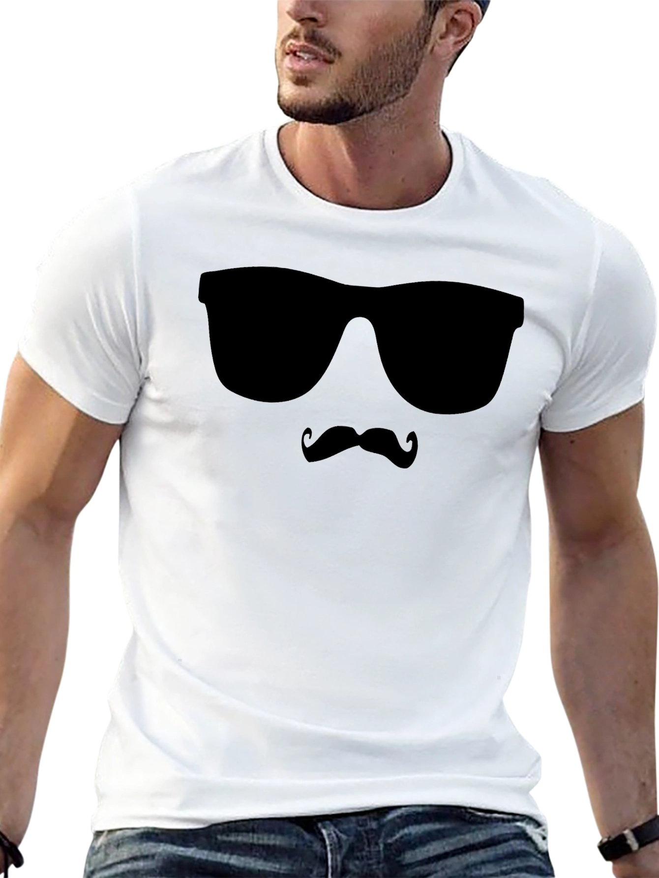 Cool Shades Mustache Graphic Tee - Black T-Shirt