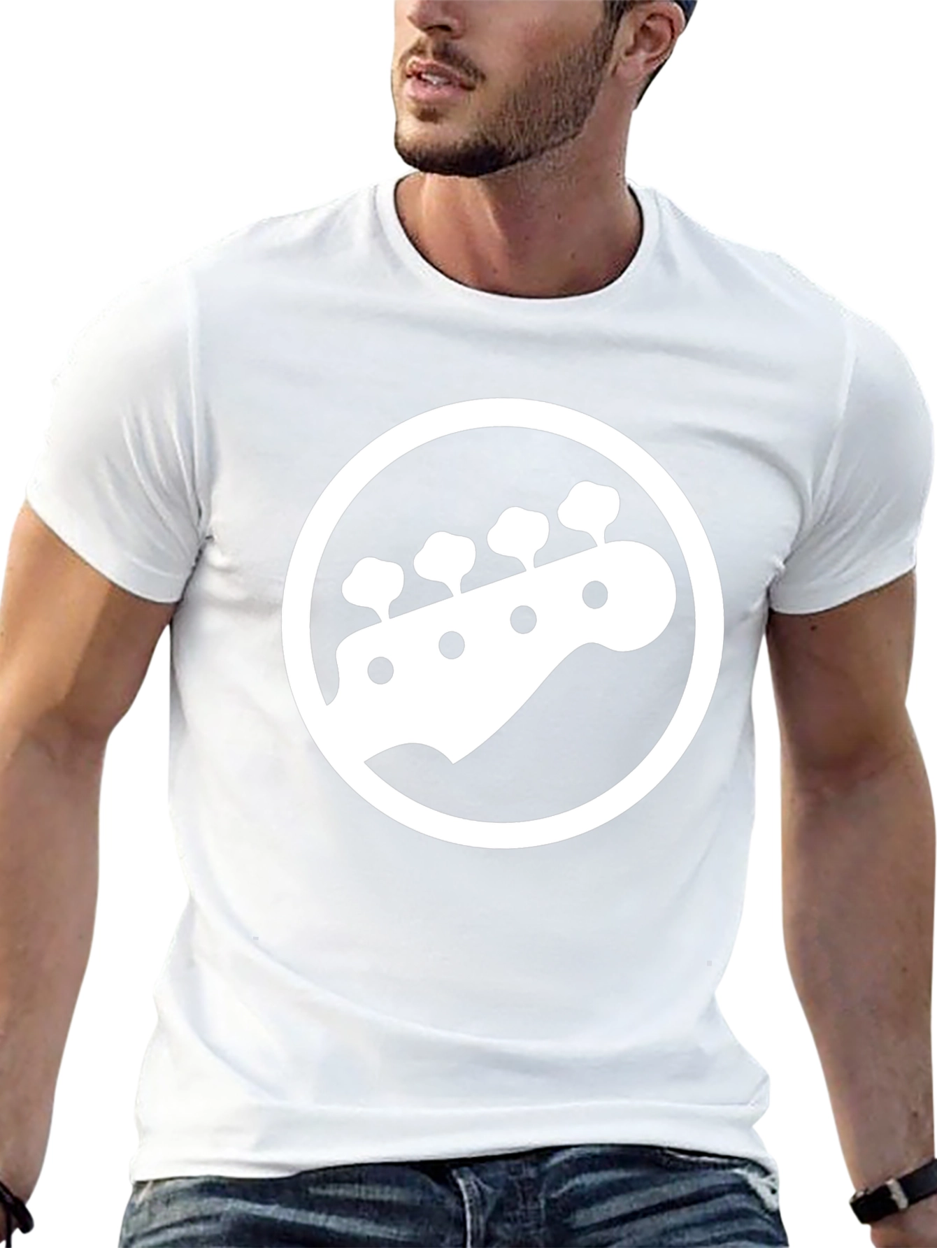 Bass Guitar Headstock T-Shirt - Black