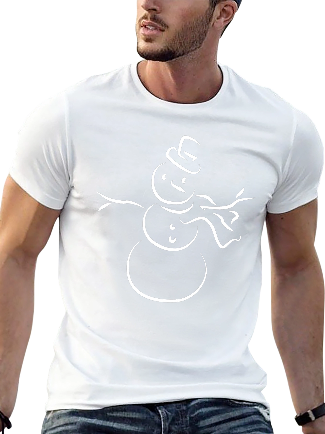 Snowman Graphic Tee - Black Holiday Shirt