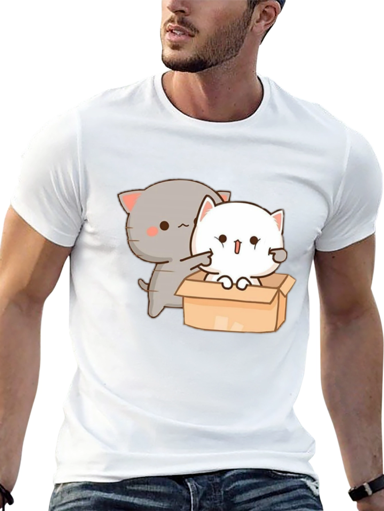 Cute Cat in Box Graphic T-Shirt