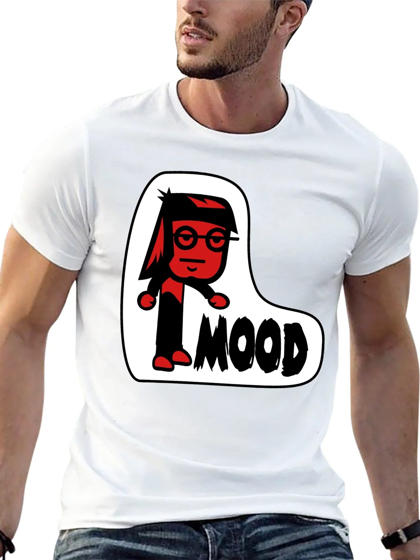 Mood Cartoon Graphic Black T-Shirt