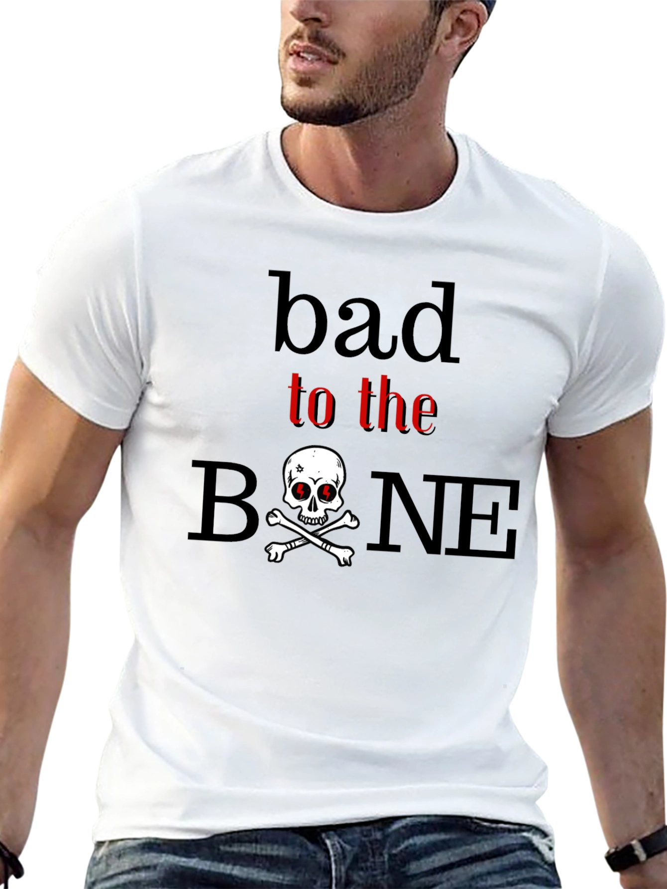Bad to the Bone Skull Graphic T-Shirt