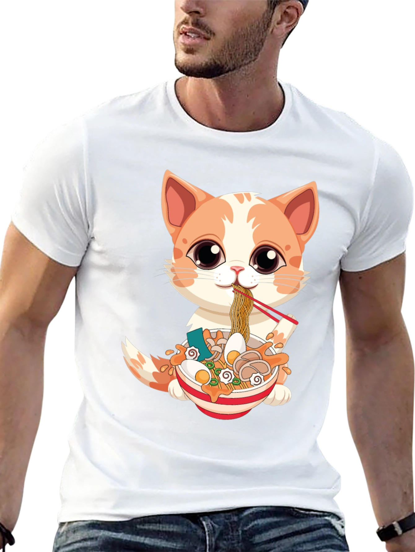 Cat Ramen T-Shirt - Cute Anime Style
