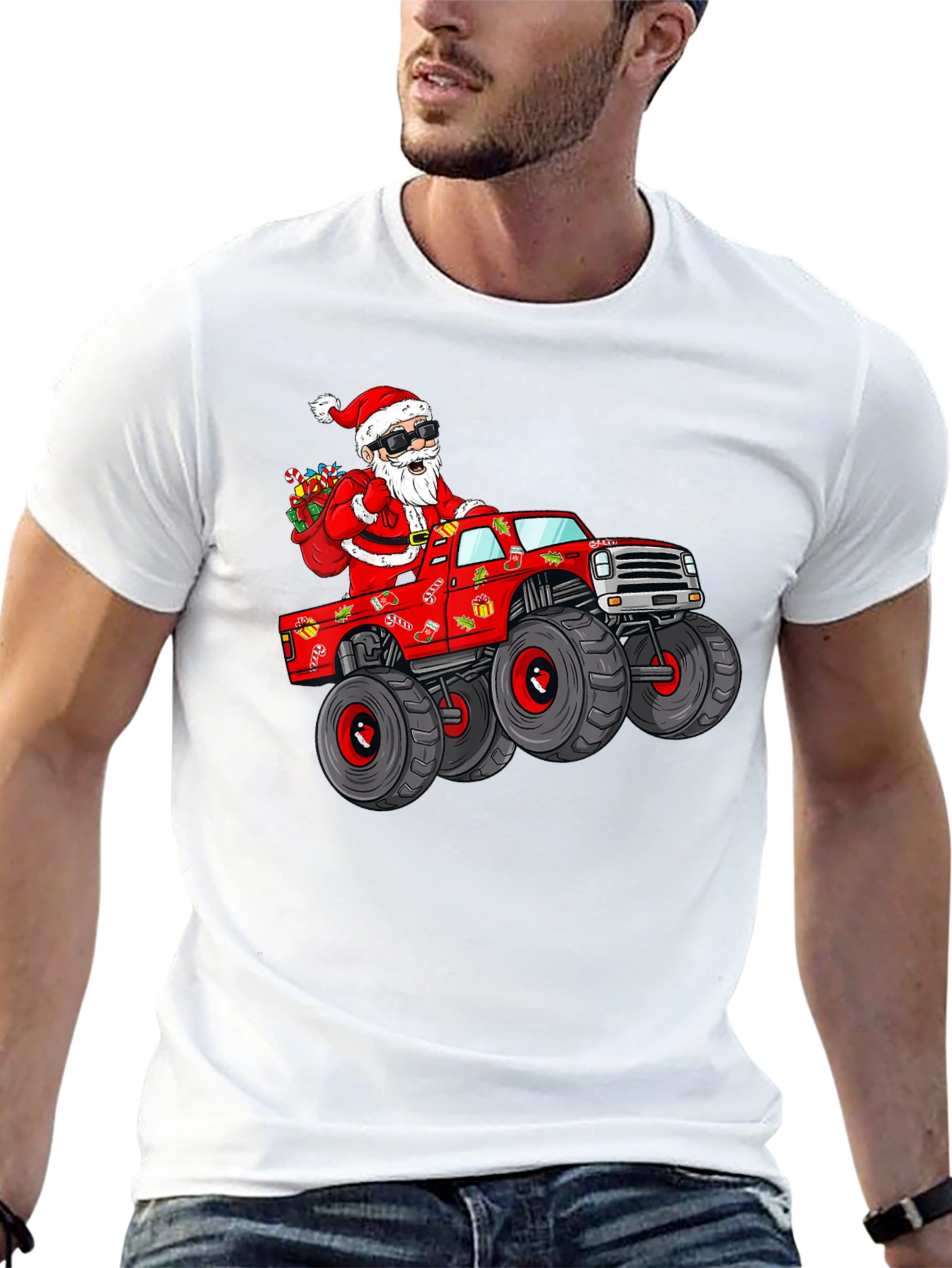 Santa Monster Truck Graphic T-Shirt