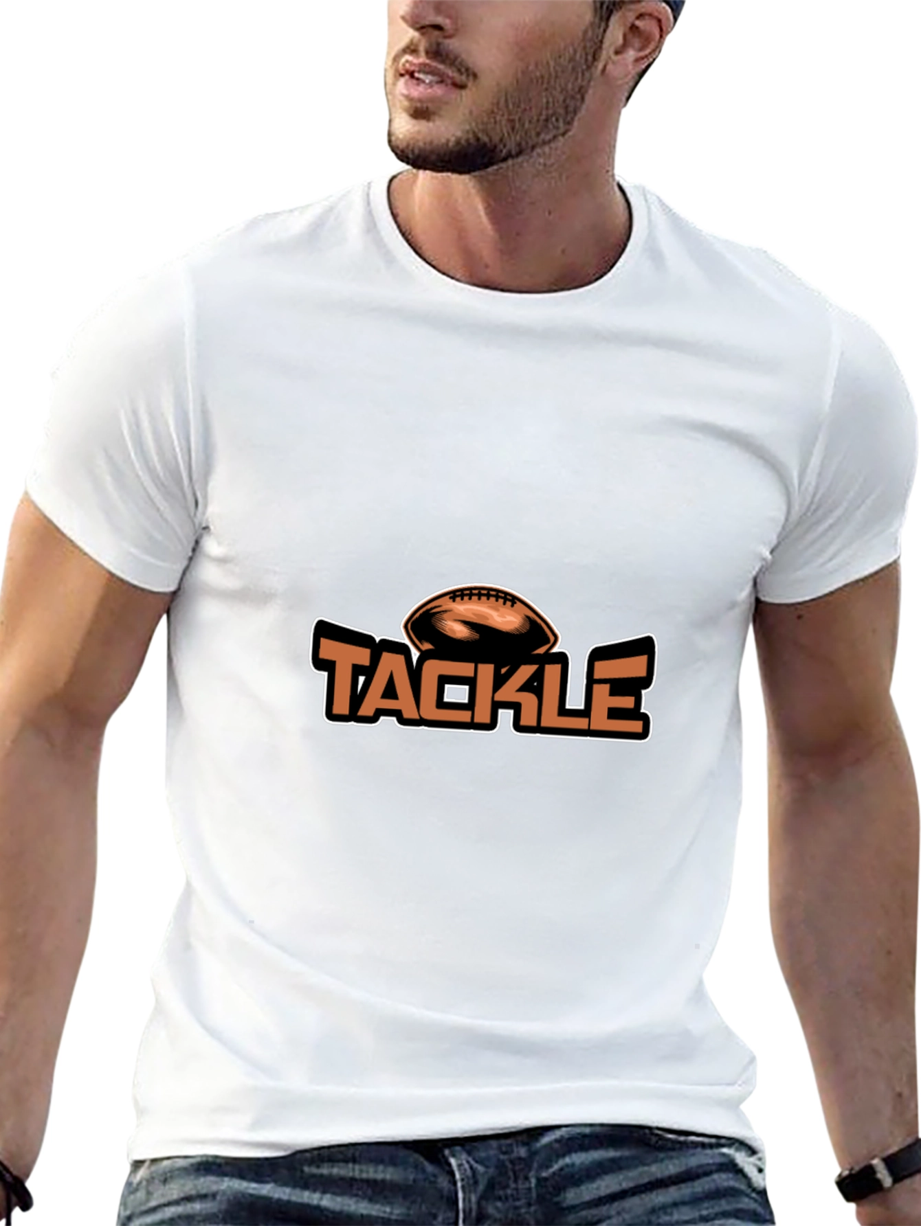Tackle Football Graphic Tee - Black Cotton Blend