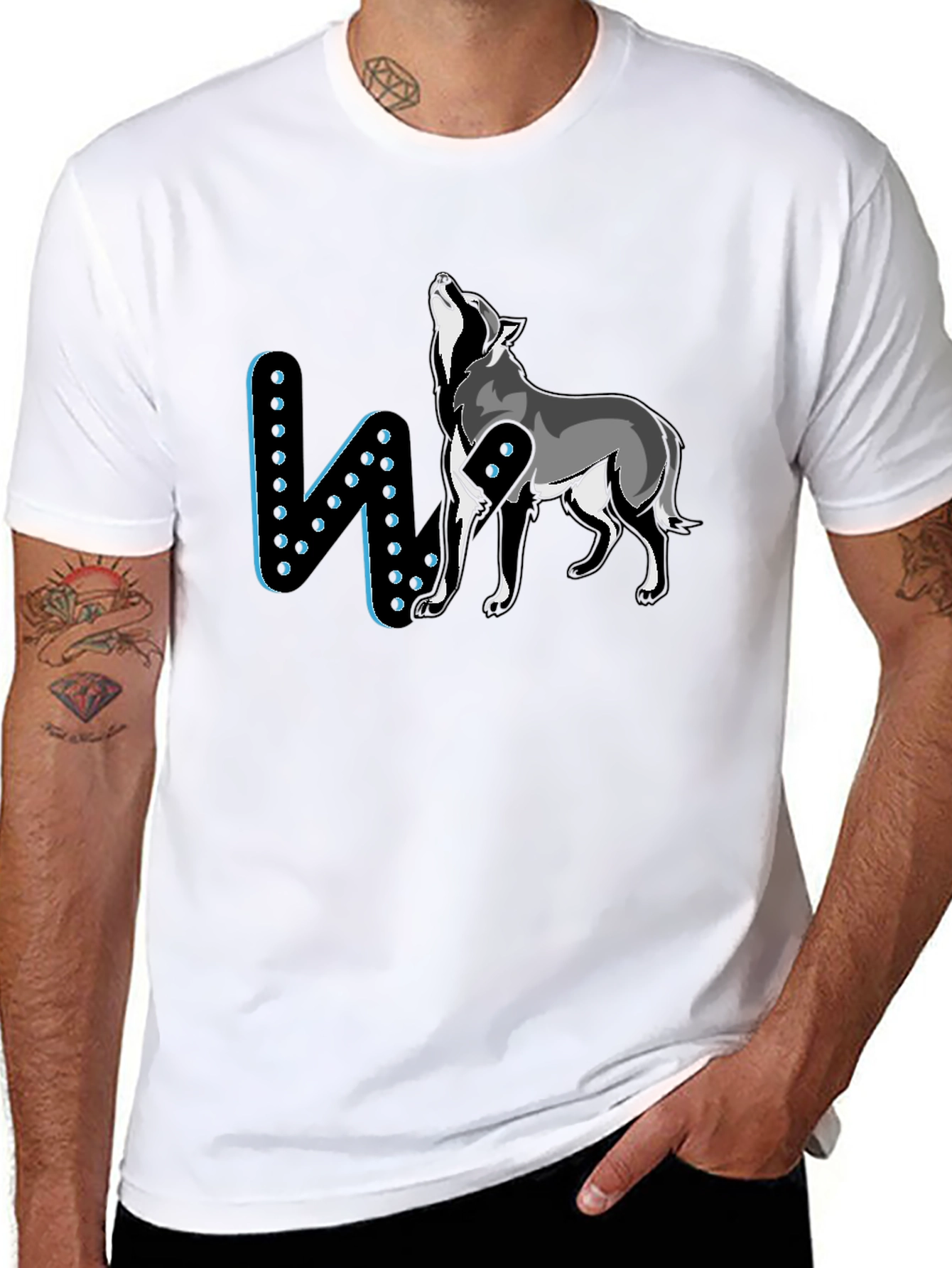 Wolf Letter Tee - Mens Black Graphic T-Shirt
