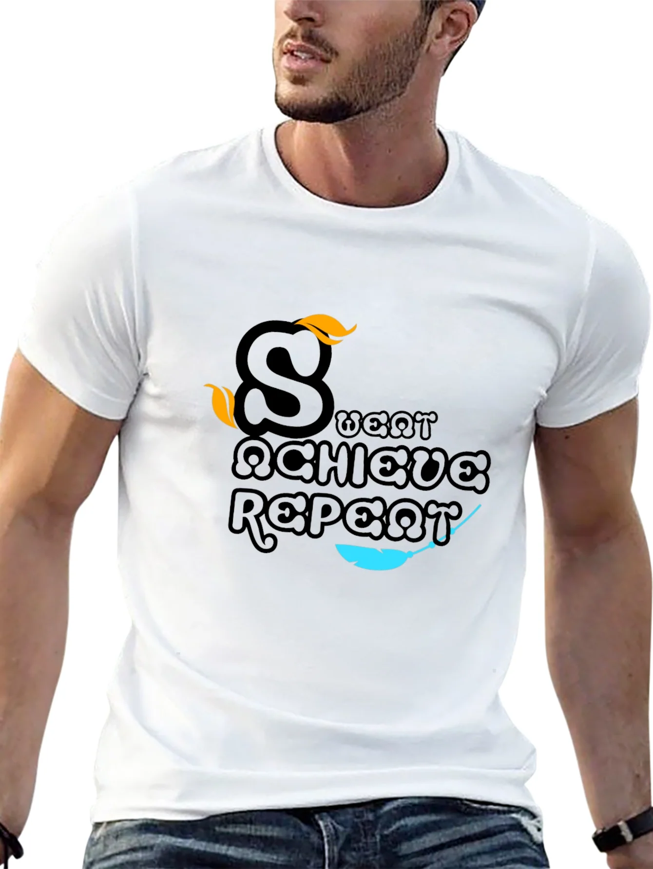 Sweat Achieve Repeat Graphic Tee - Black