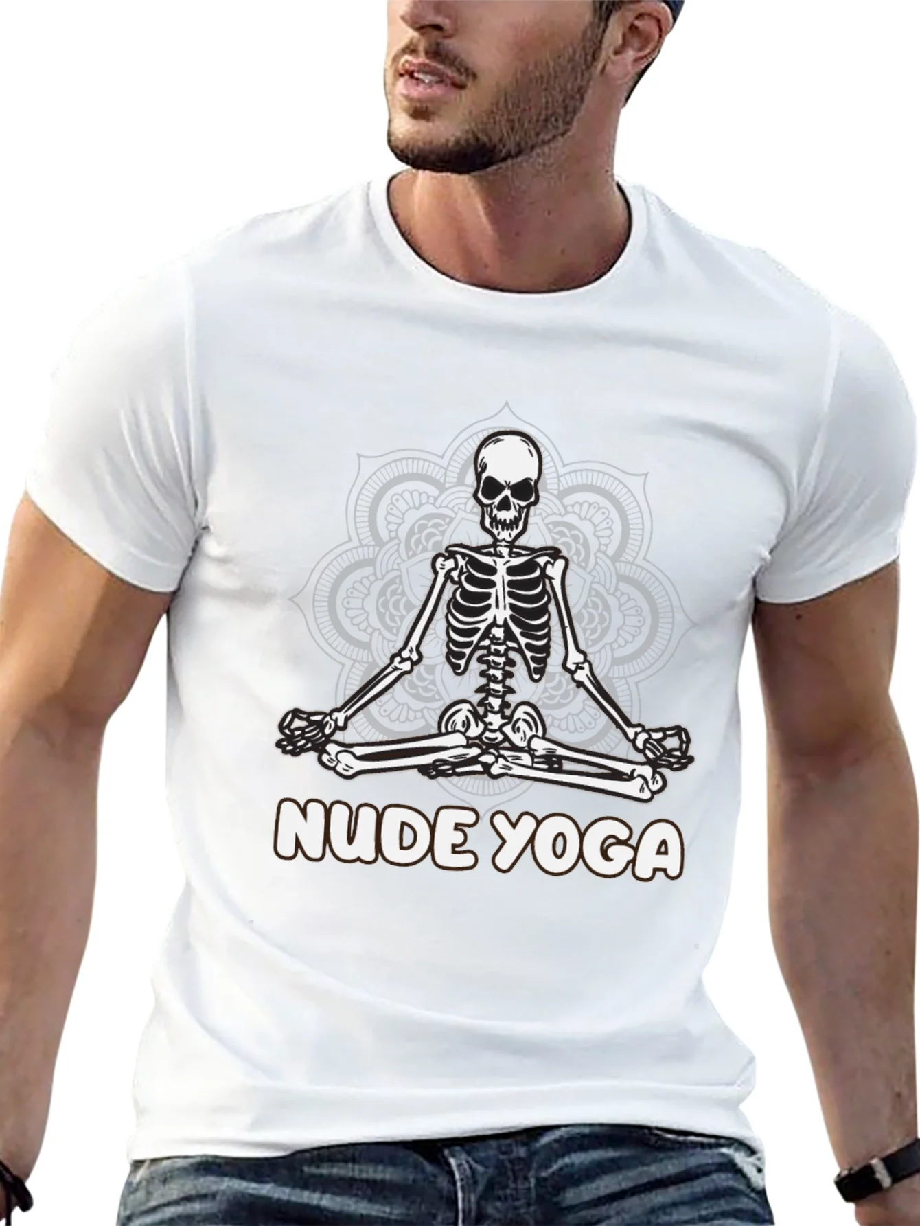Nude Yoga Skeleton T-Shirt - Relaxed Meditation Tee