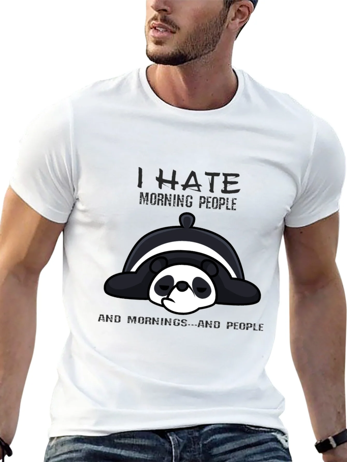 I Hate Morning People Panda Graphic Tee