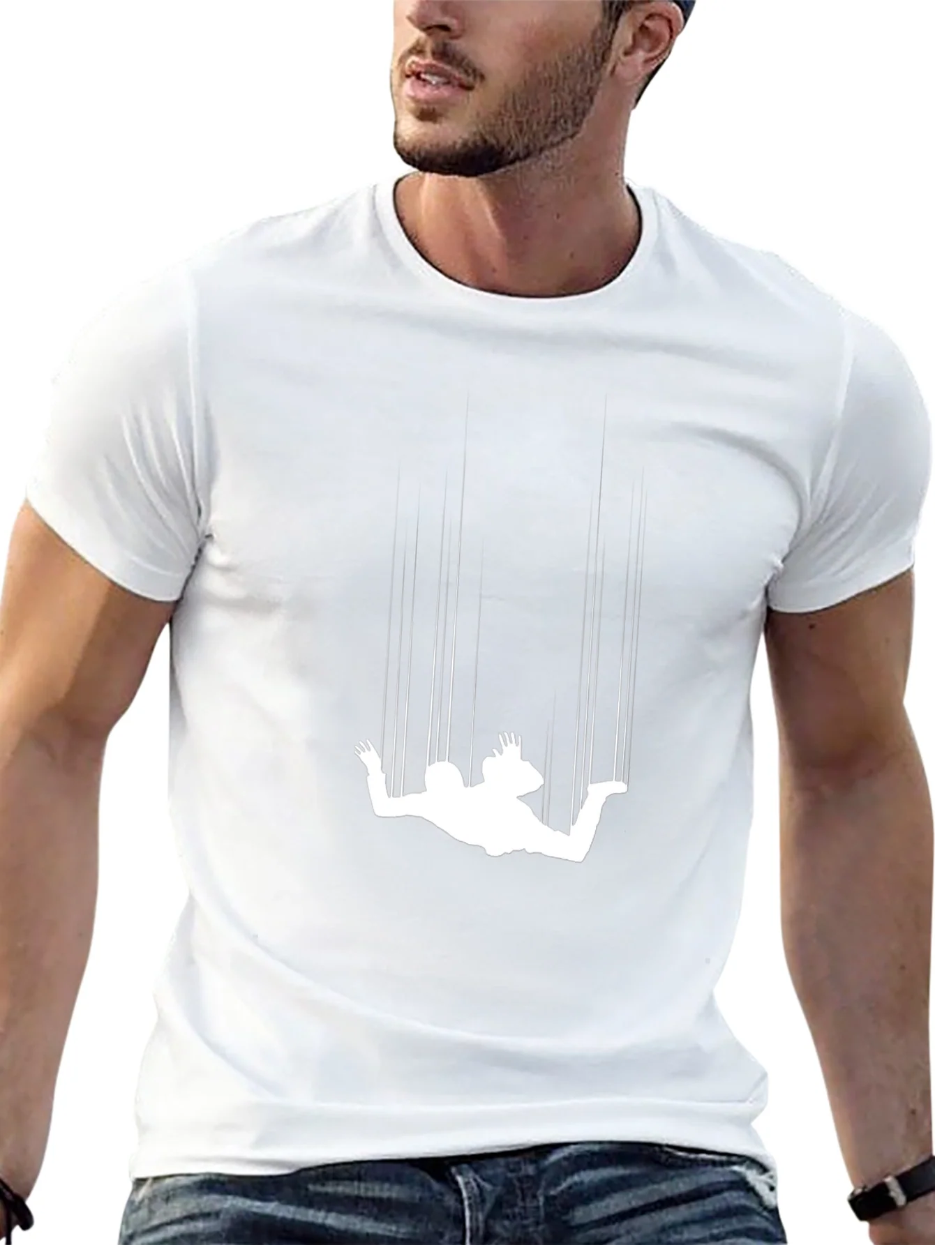 Falling Man Graphic Tee - Black Crew Neck T-Shirt