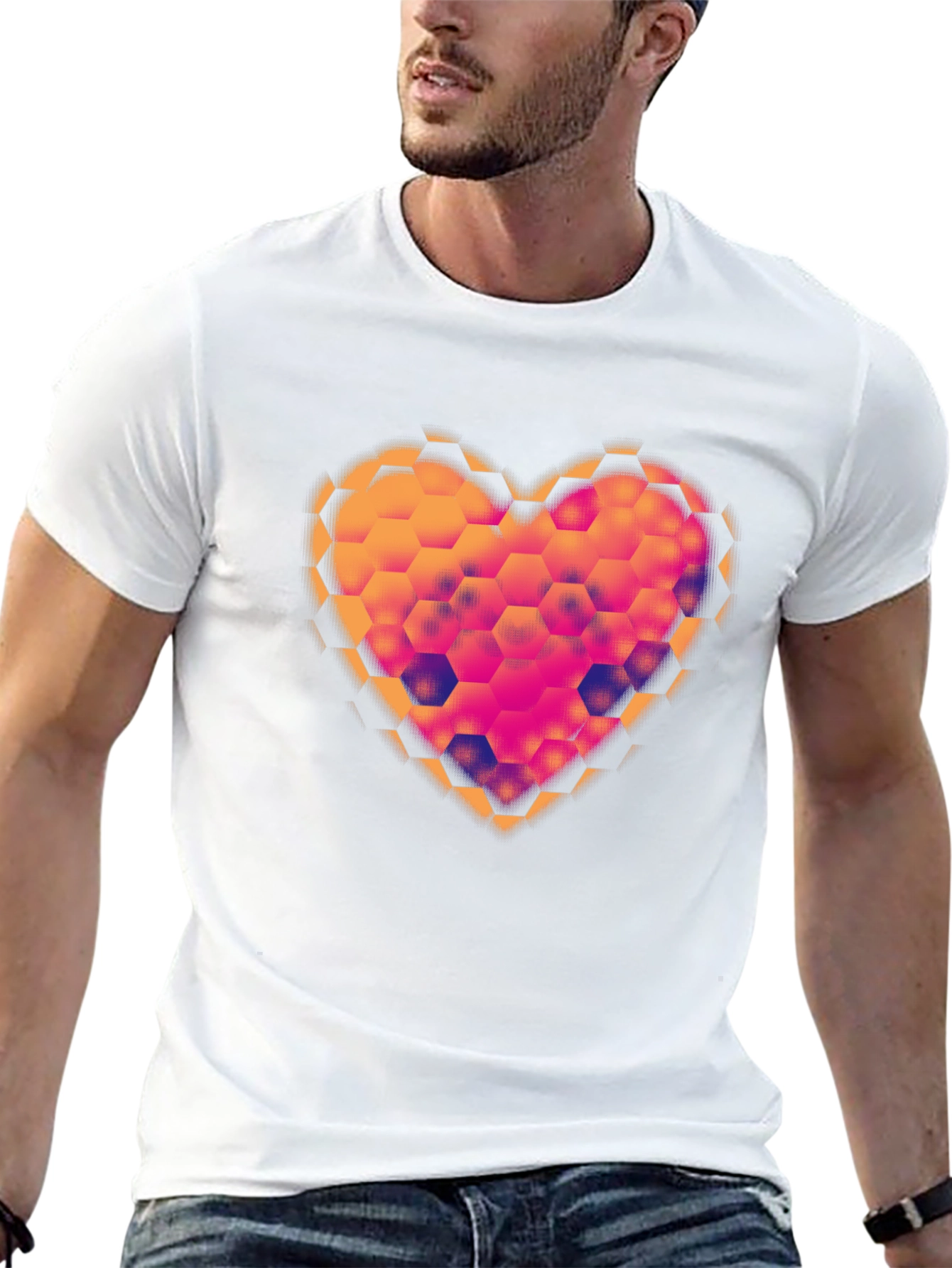 Geometric Heart Black T-Shirt