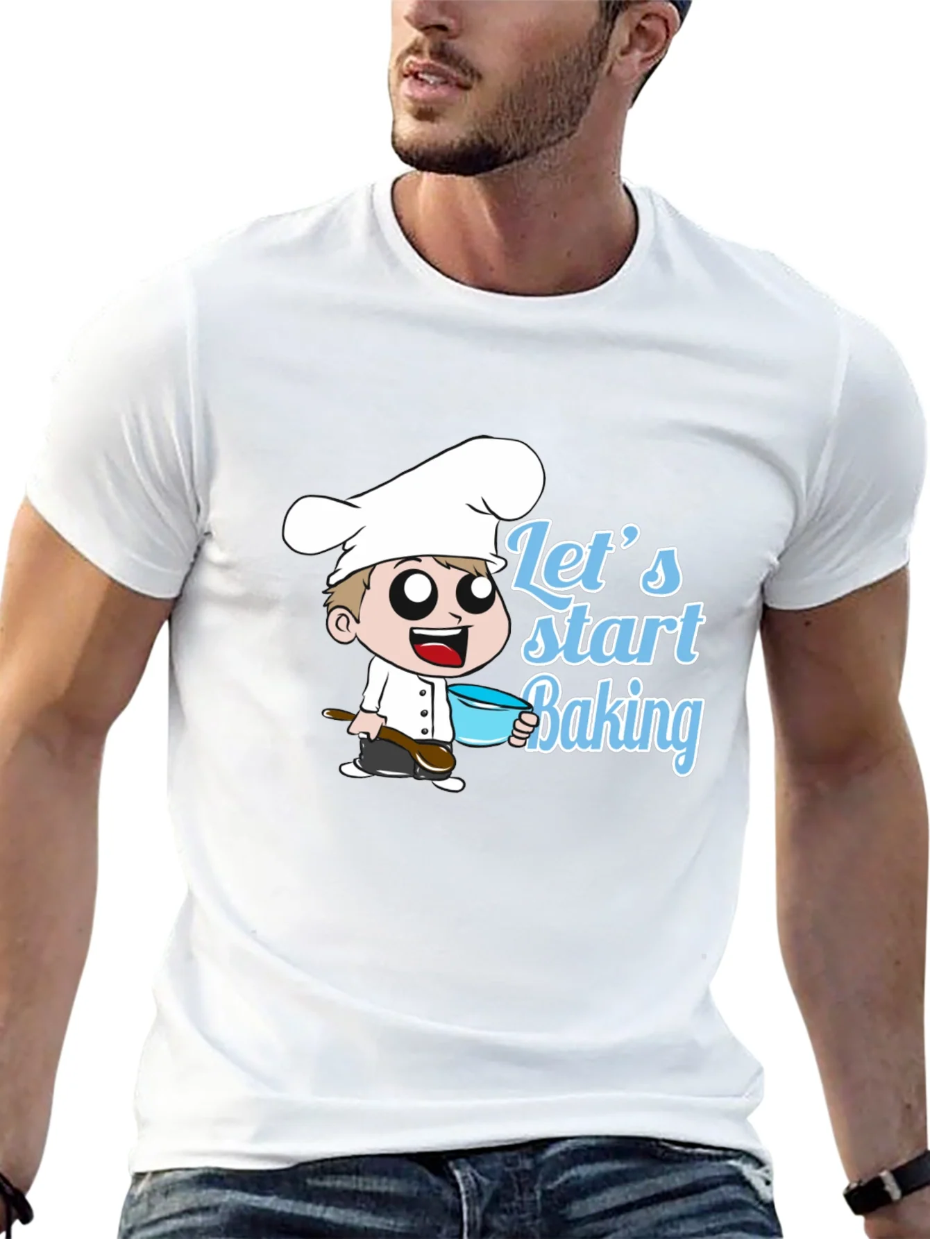 Lets Start Baking T-Shirt - Chef Cartoon Design