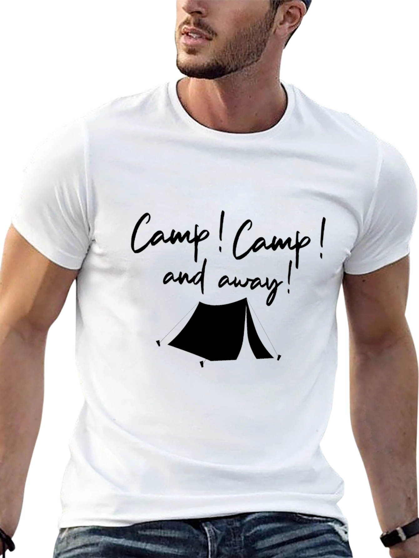 Camp! Camp! and Away! Black Graphic T-Shirt