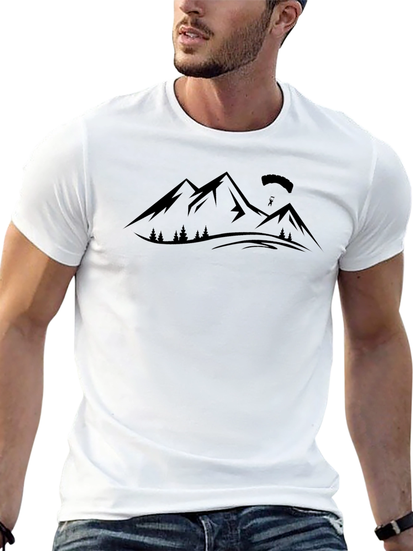 Mountain Parachute Graphic T-Shirt Black
