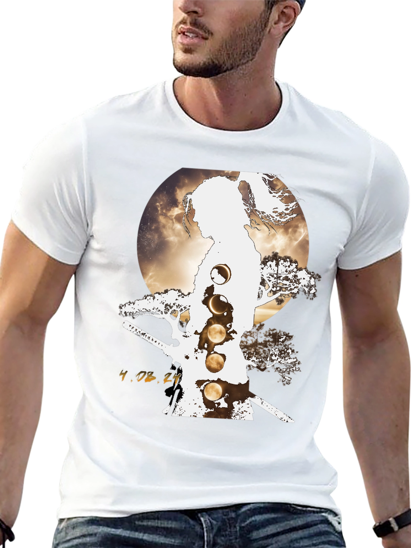 Samurai Moon Phases Graphic Tee
