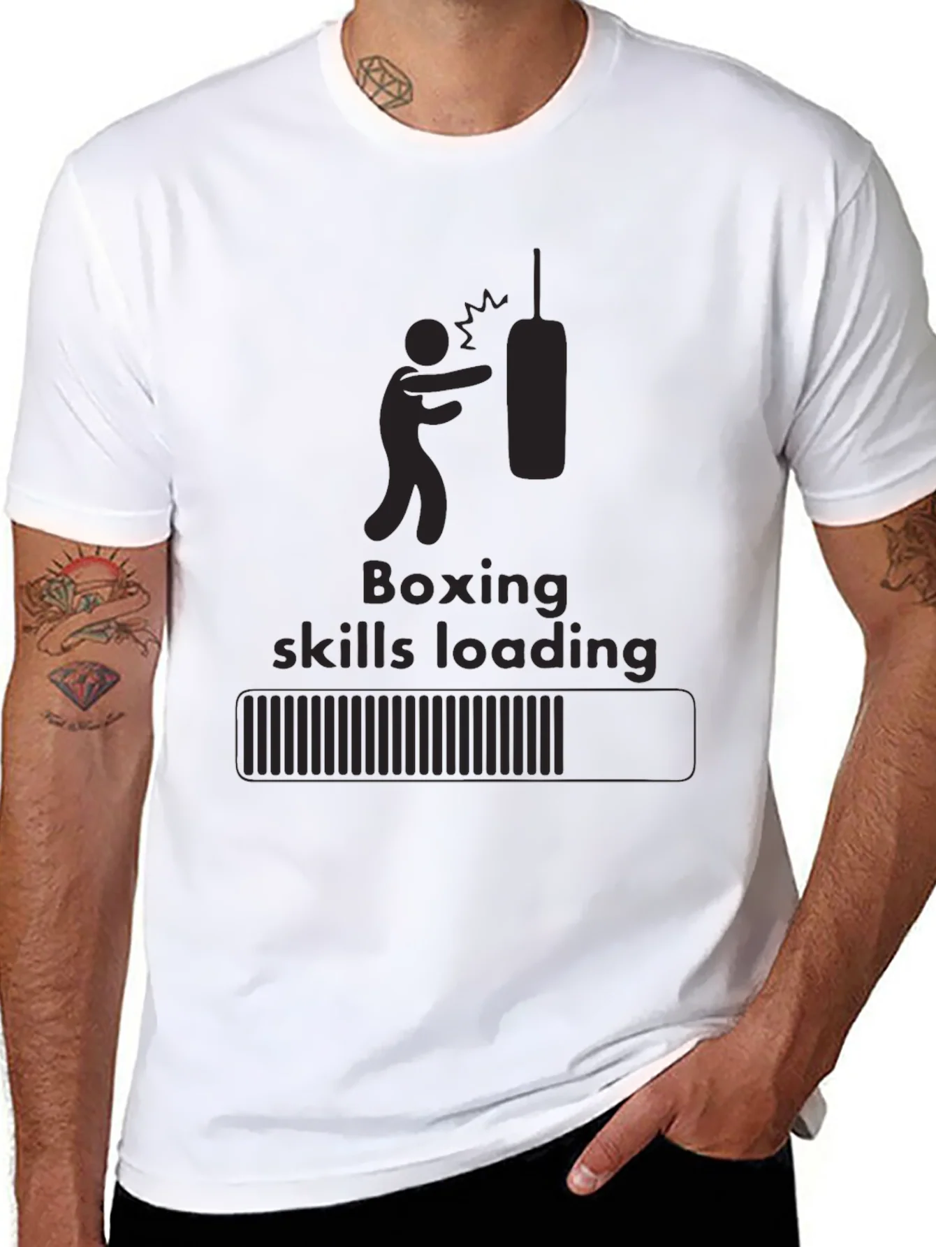 Boxing Skills Loading Black Graphic T-Shirt